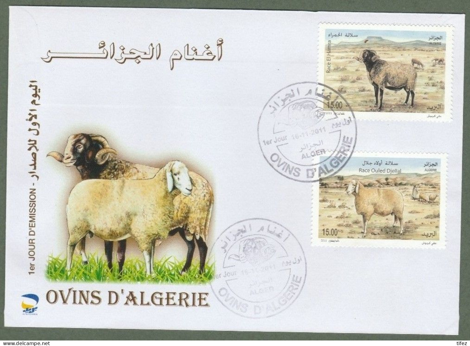 FDC/Année 2011-N°1606/1607 : Ovins D' Algérie : Moutons - Algérie (1962-...)