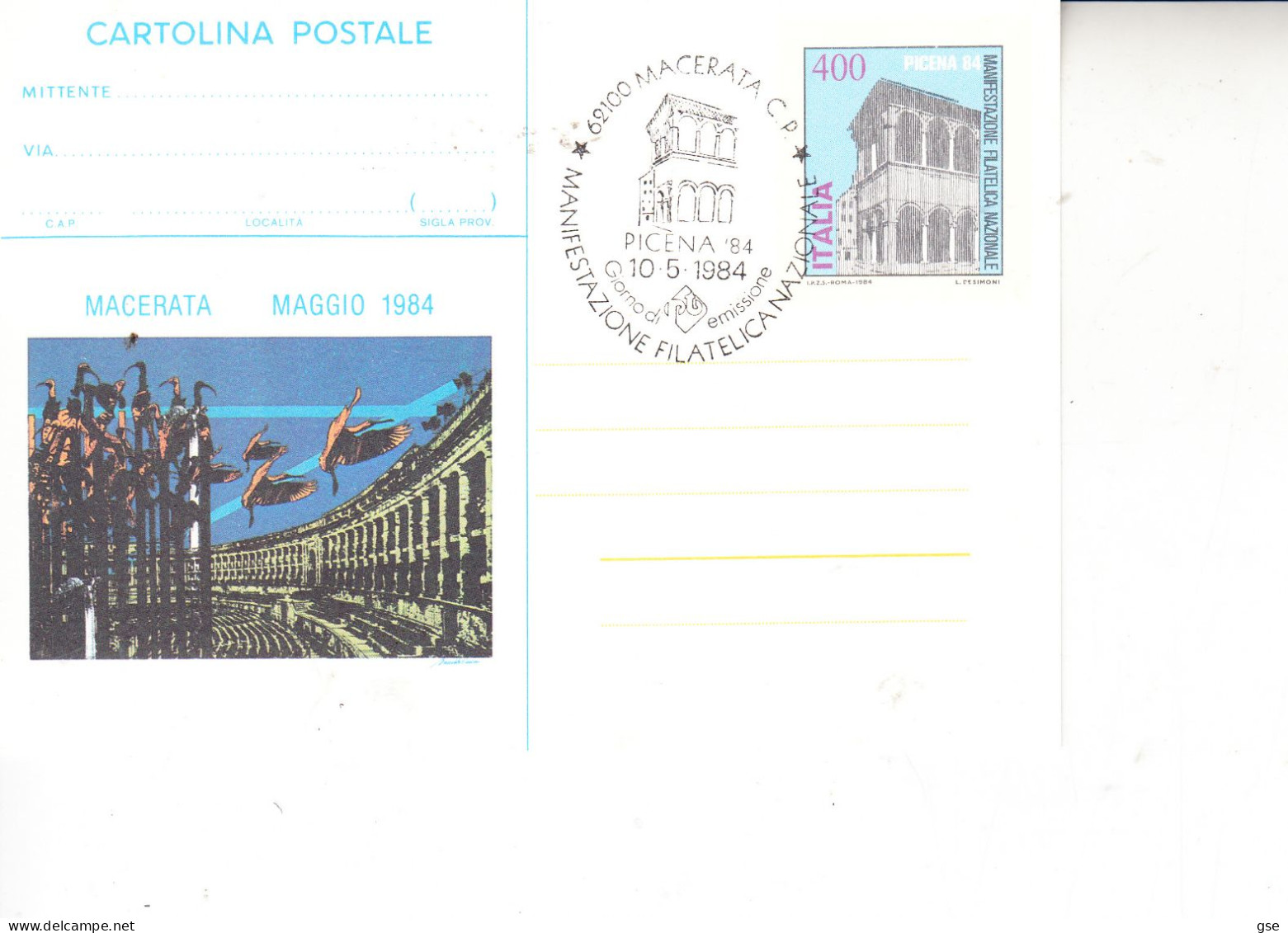 ITALIA 1984-  Annullo Speciale  "Manifestazioni Filateliche Nazionali - Macerata" - Filatelistische Tentoonstellingen
