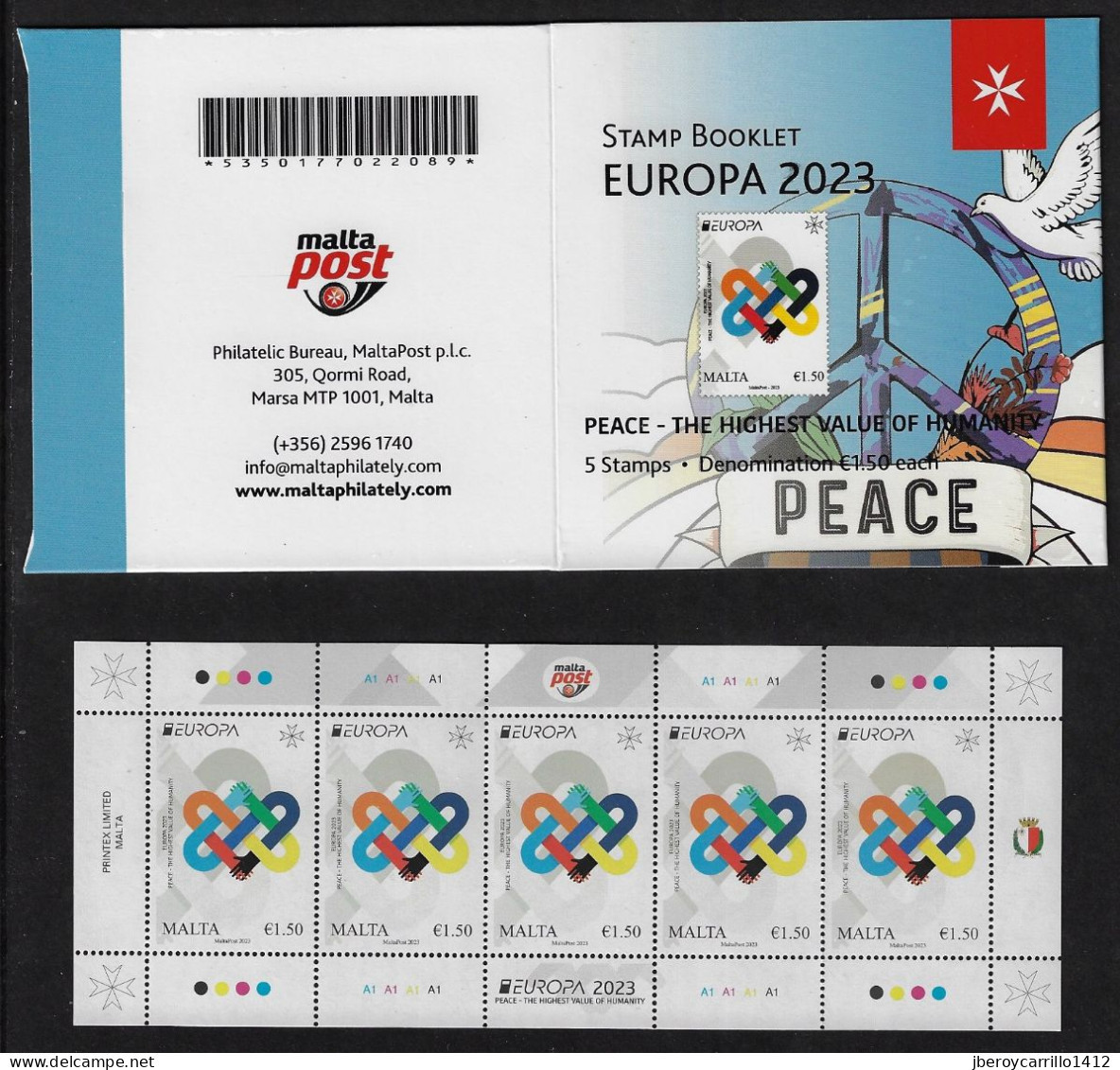 MALTA  -EUROPA-CEPT 2023-"PEACE –The Highest Value Of Humanity"-  BOOKLET With SOUVENIR SHEET MINT - 2023