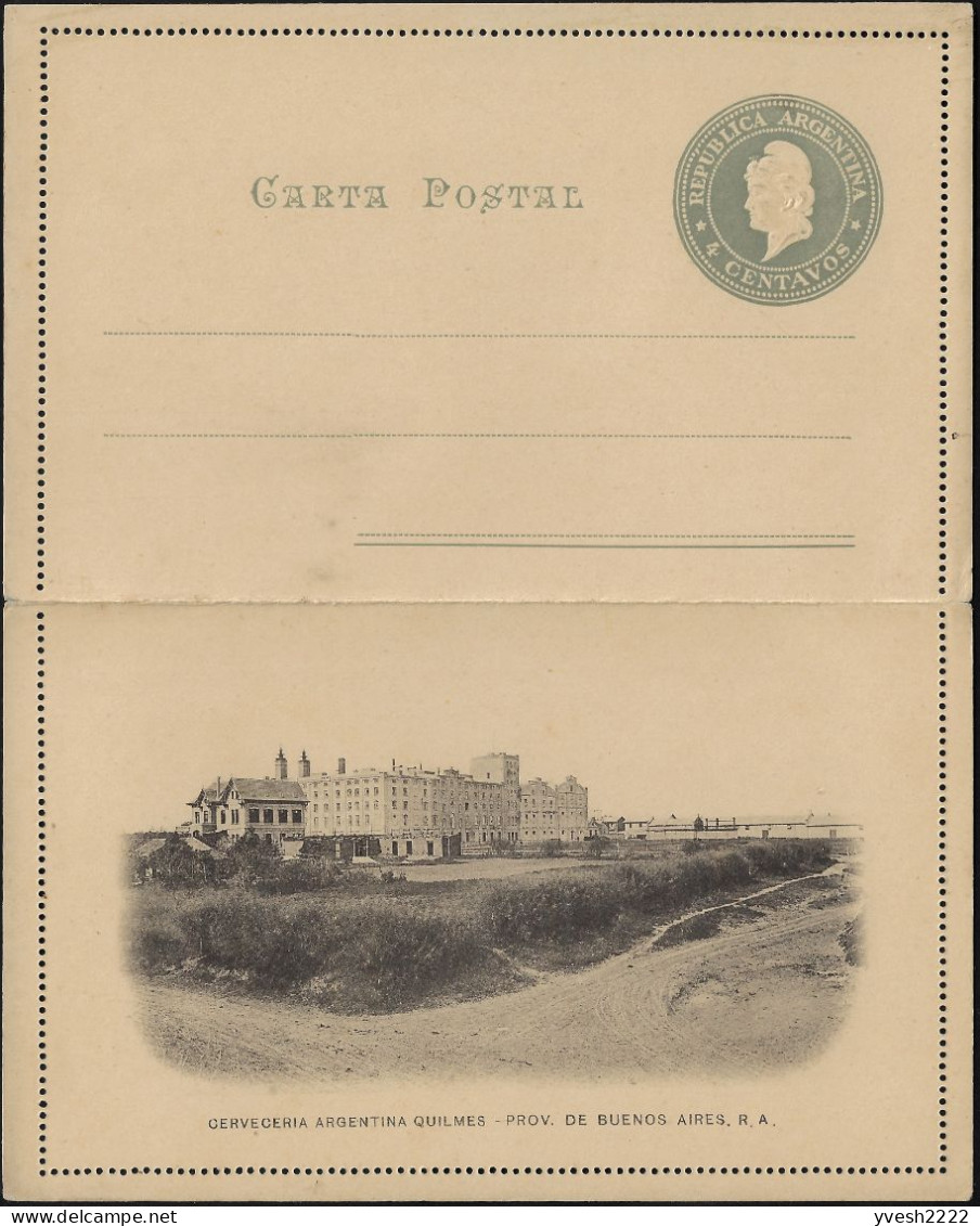 Argentine Vers 1910. Carte-lettre à 4 C. Brasserie Argentine De Quilmes, Province De Buenos Aires - Beers
