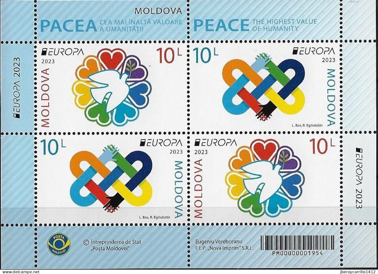 MOLDOVA /MOLDAVIA /MOLDAWIEN - EUROPA-CEPT 2023 -"PEACE -THE HIGHEST VALUE Of HUMANITY".- SOUVENIR SHEET MINT - 2023