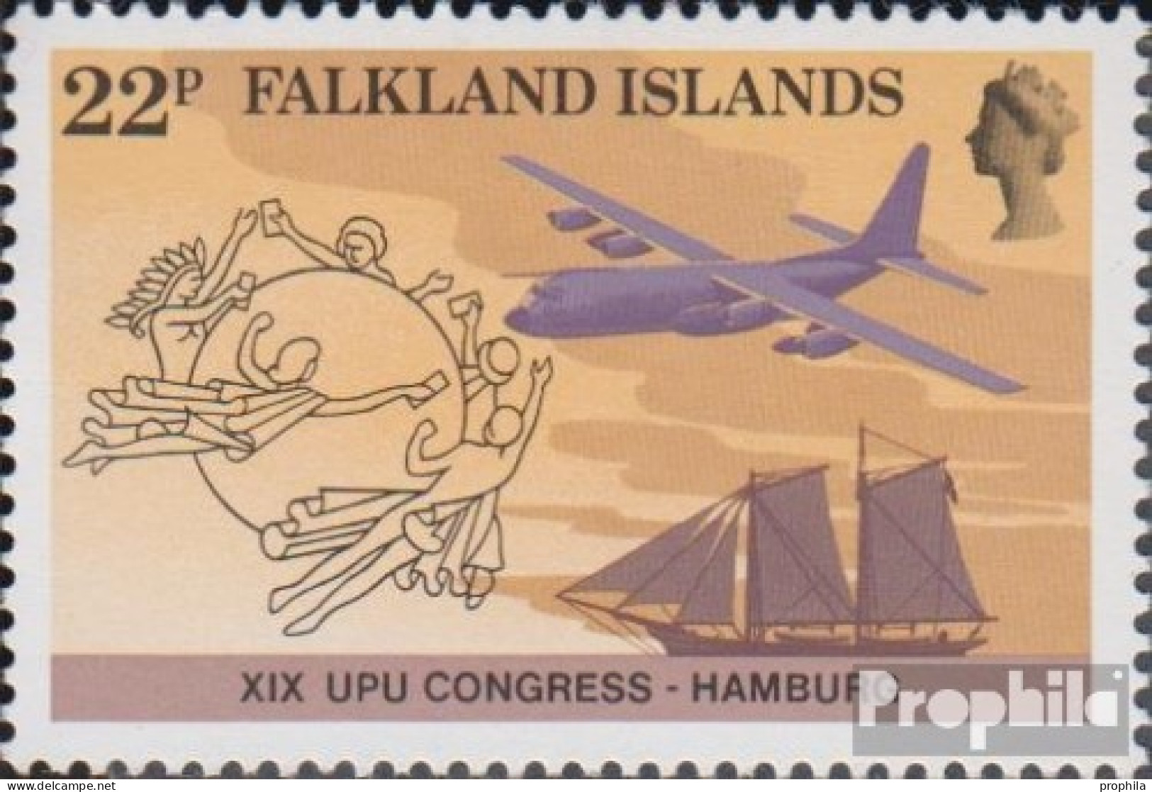 Falklandinseln 411 (kompl.Ausg.) Postfrisch 1984 Weltpostkongreß - Falkland