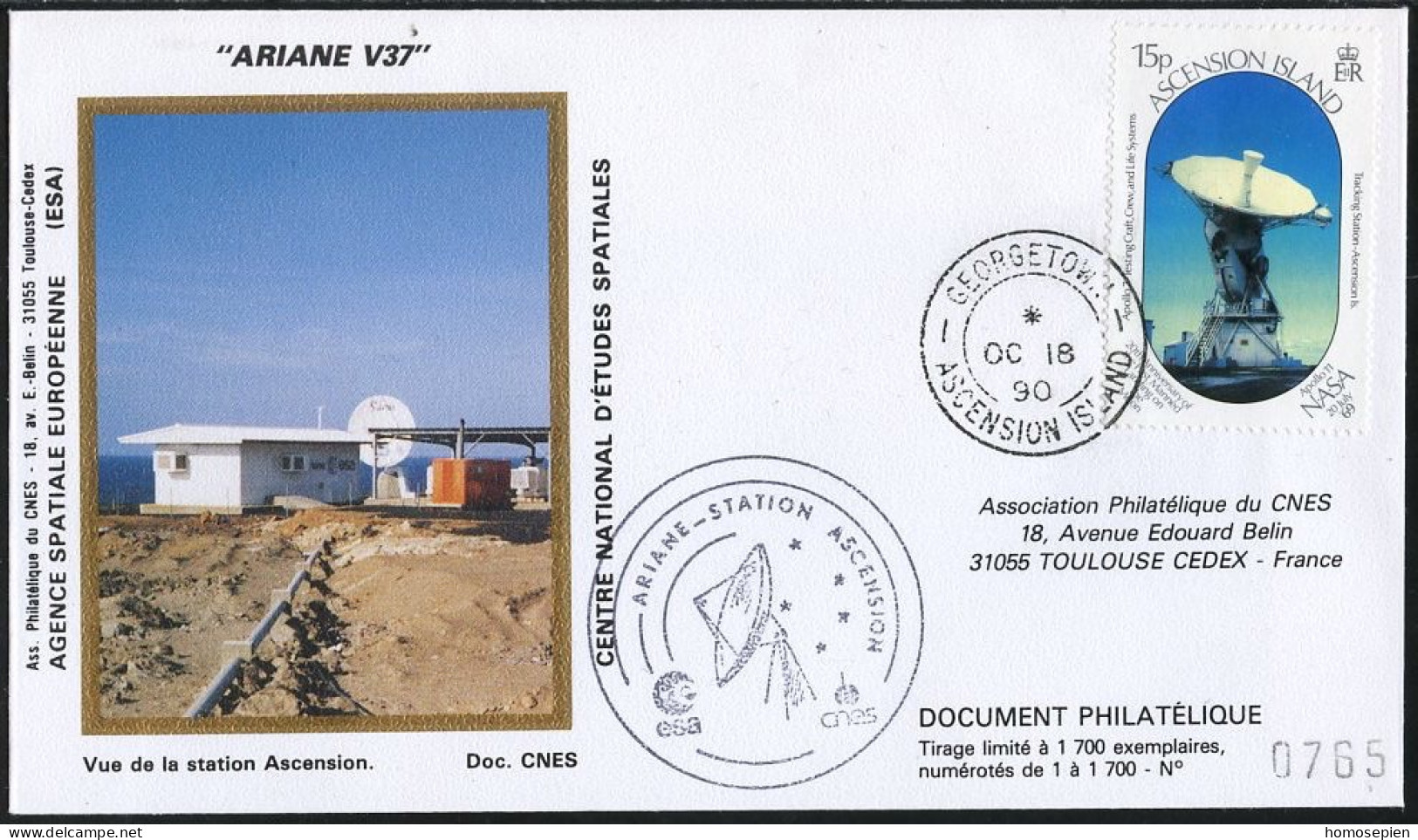 Espace 1990 07 25 - CNES - Ariane V37 - Station De Poursuite De L'Ascension - Europa