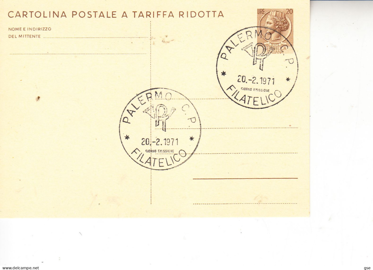 ITALIA 1971-  Annullo Speciale  Palermo - Filatelico" Su CP - FDC