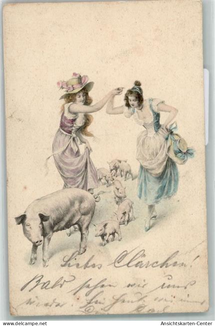 39174511 - Biedermeier Frauen Ferkel Und Schweine M.Munk Vienne - Cochons