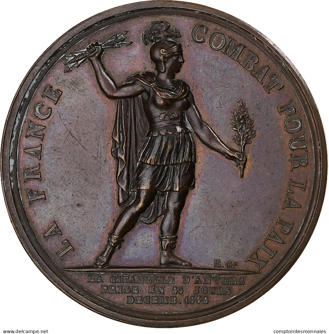 France, Médaille, Louis-Philippe Ier, Prise De La Citadelle D'Anvers, 1832 - Andere & Zonder Classificatie