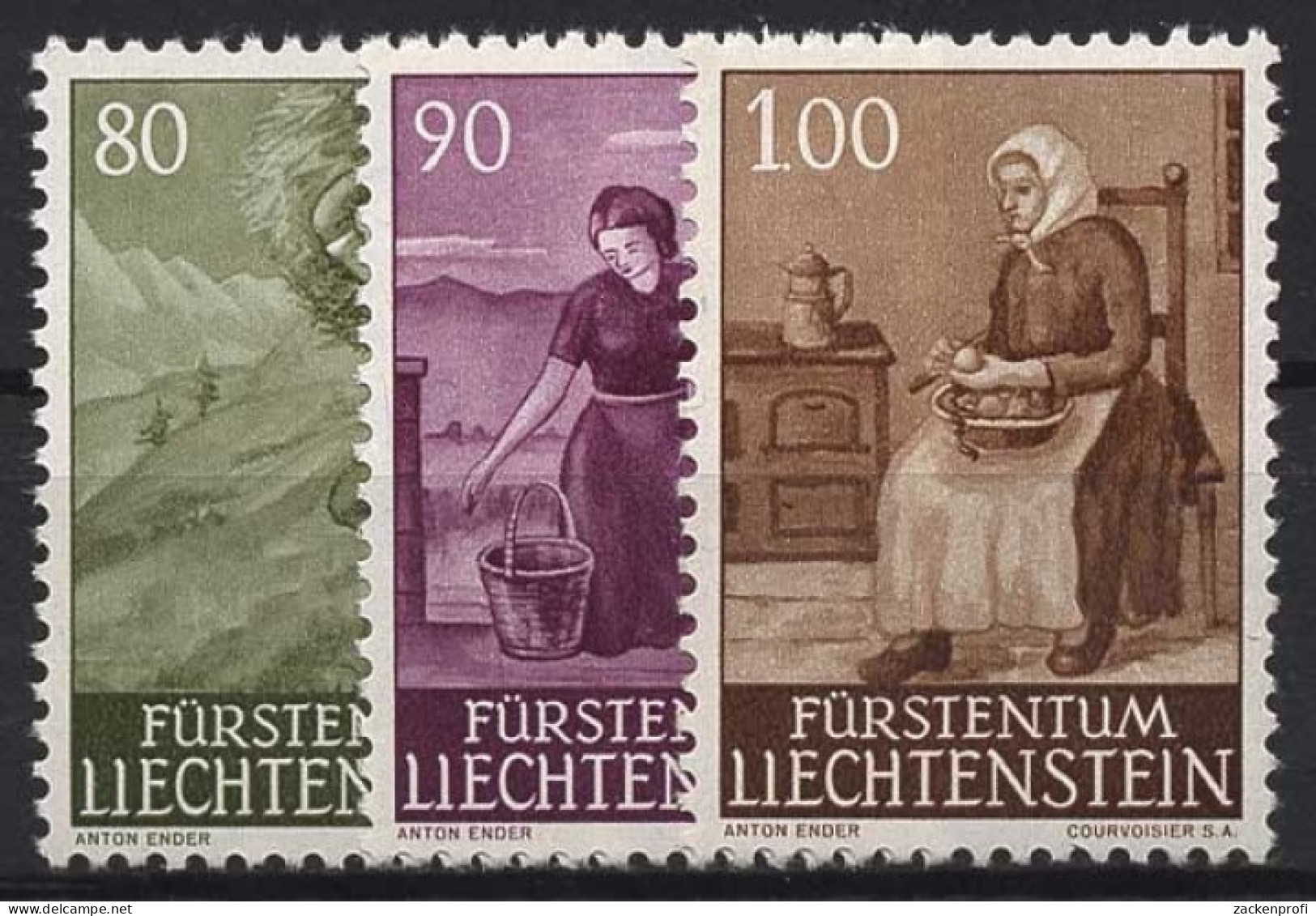 Liechtenstein 1961 Ländliche Motive: Bauern Und Arbeiter 411/13 Postfrisch - Unused Stamps