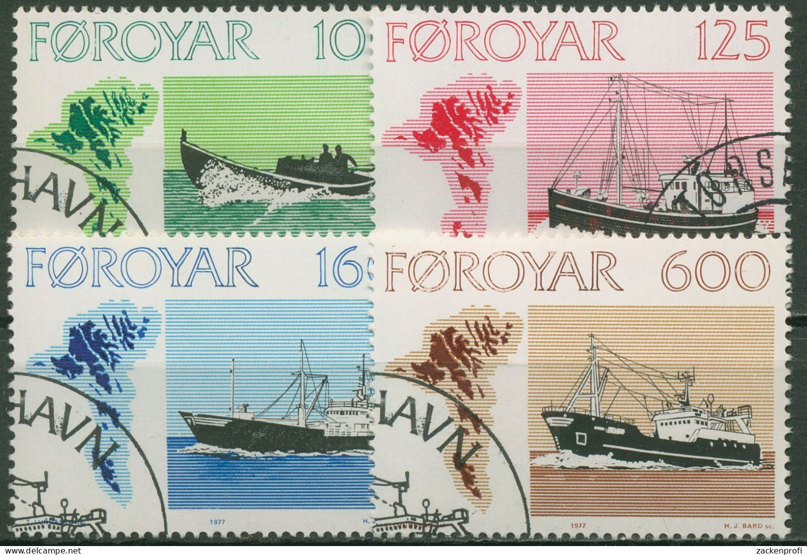 Färöer 1977 Fischerei-Schiffe 24/27 Gestempelt - Faroe Islands