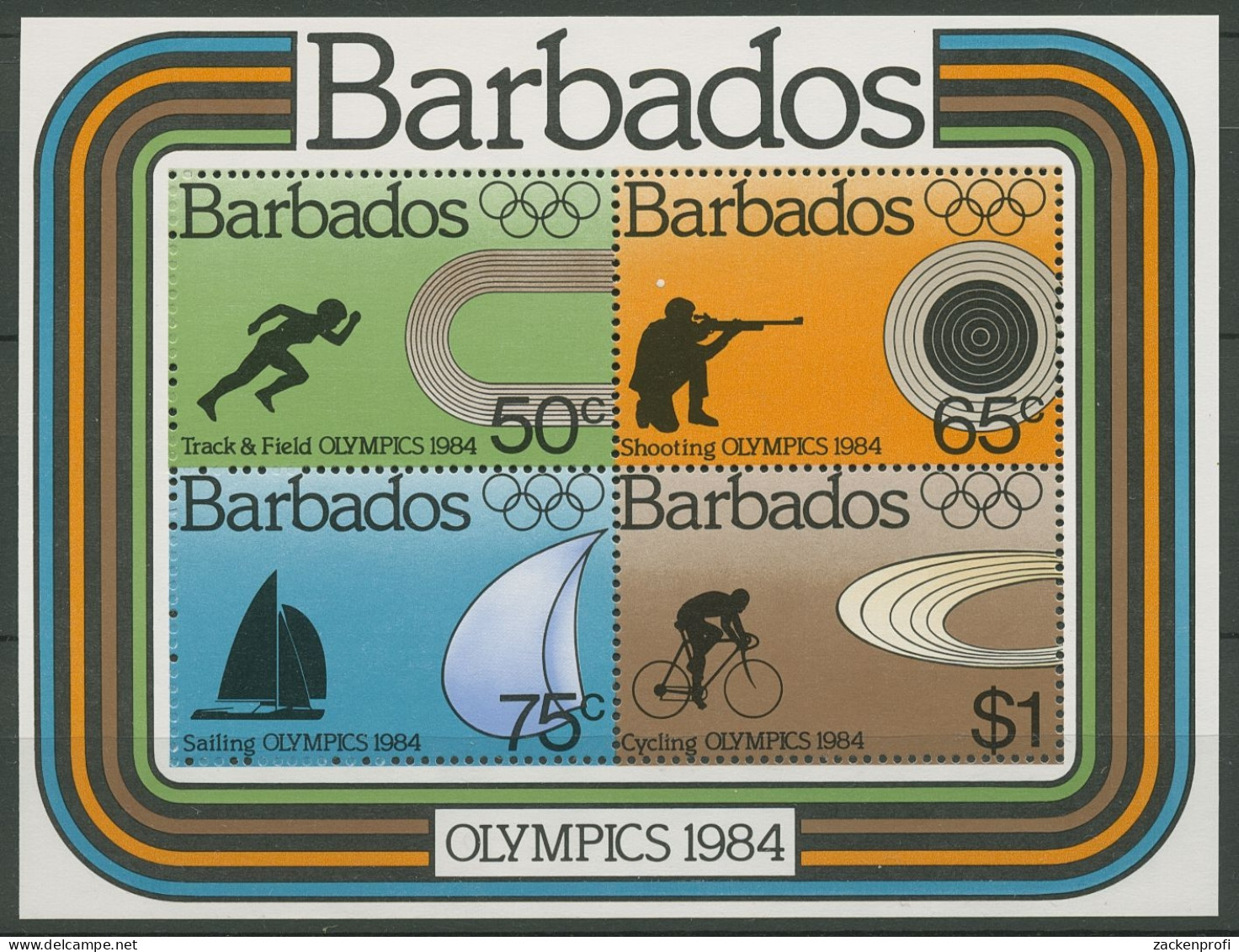 Barbados 1984 Olympia Sommerspiele Los Angeles Block 17 Postfrisch (C93923) - Barbades (1966-...)