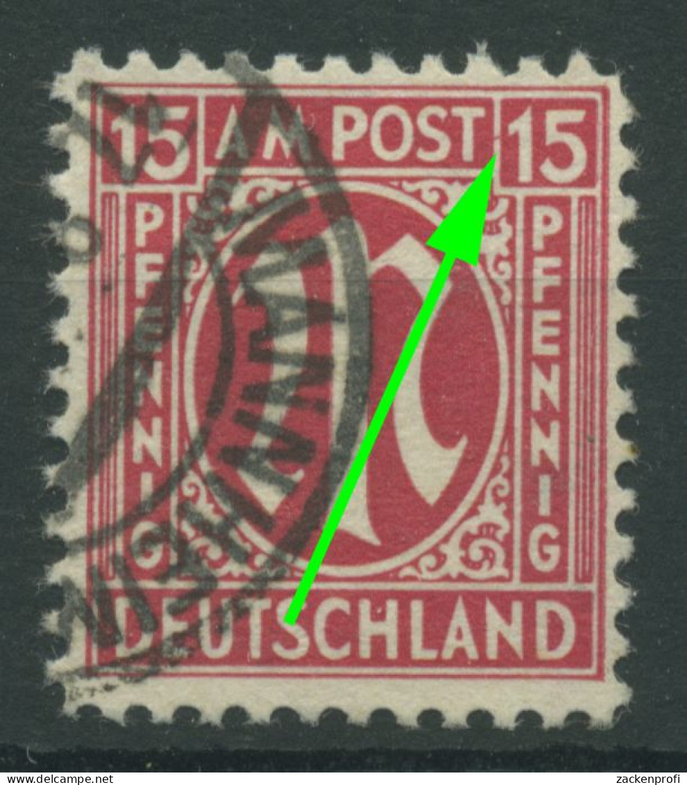 Bizone 1945 Am. Druck Mit Plattenfehler 8z F 56 B, Papier Z Gestempelt (R7657) - Oblitérés