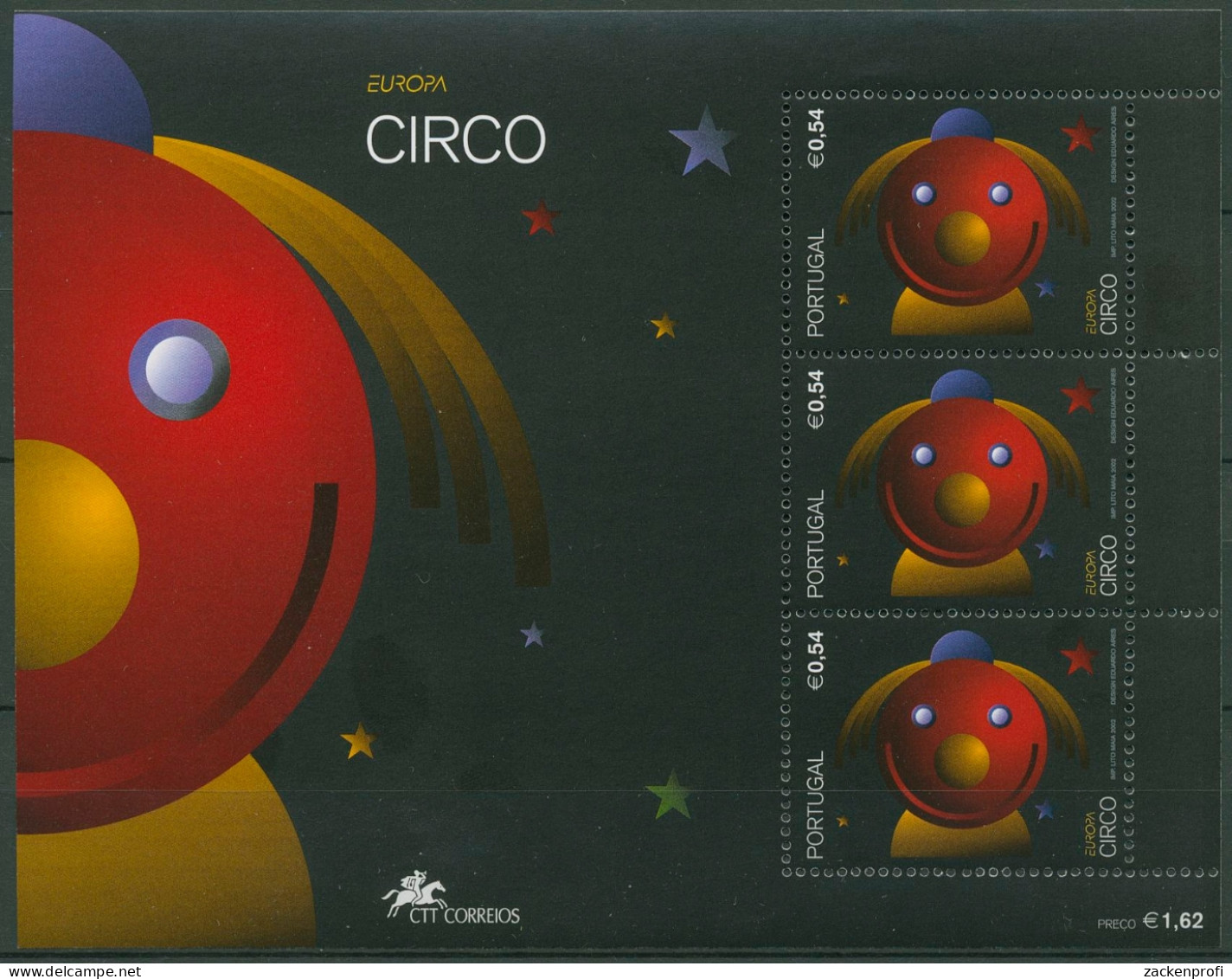 Portugal 2002 Europa CEPT Zirkus Clown Block 176 Postfrisch (C91180) - Blocks & Sheetlets