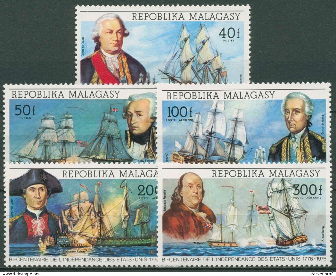 Madagaskar 1975 200 Jahre Unabhängigkeit Der USA Schiffe 742/46 Postfrisch - Madagascar (1960-...)