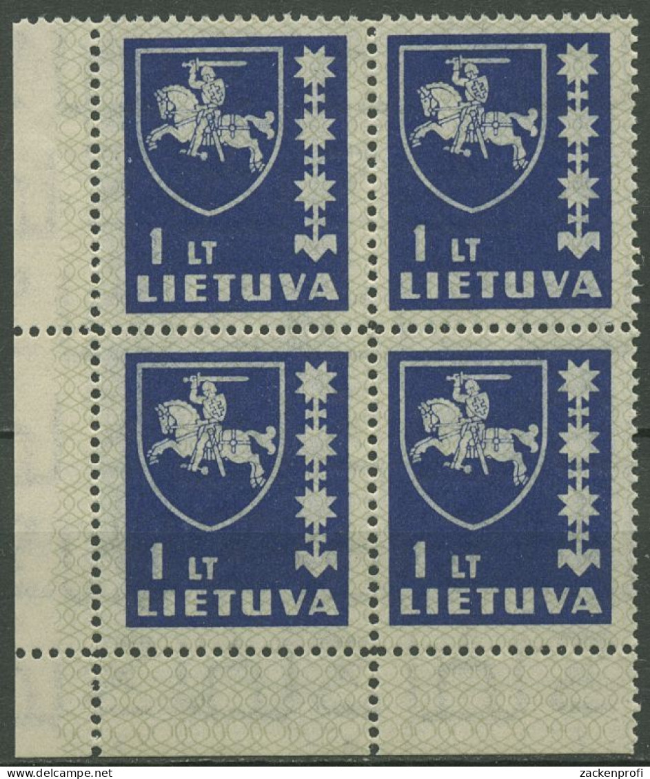 Litauen 1939 Freimarke Wappen 432 Viererblock Postfrisch - Lithuania