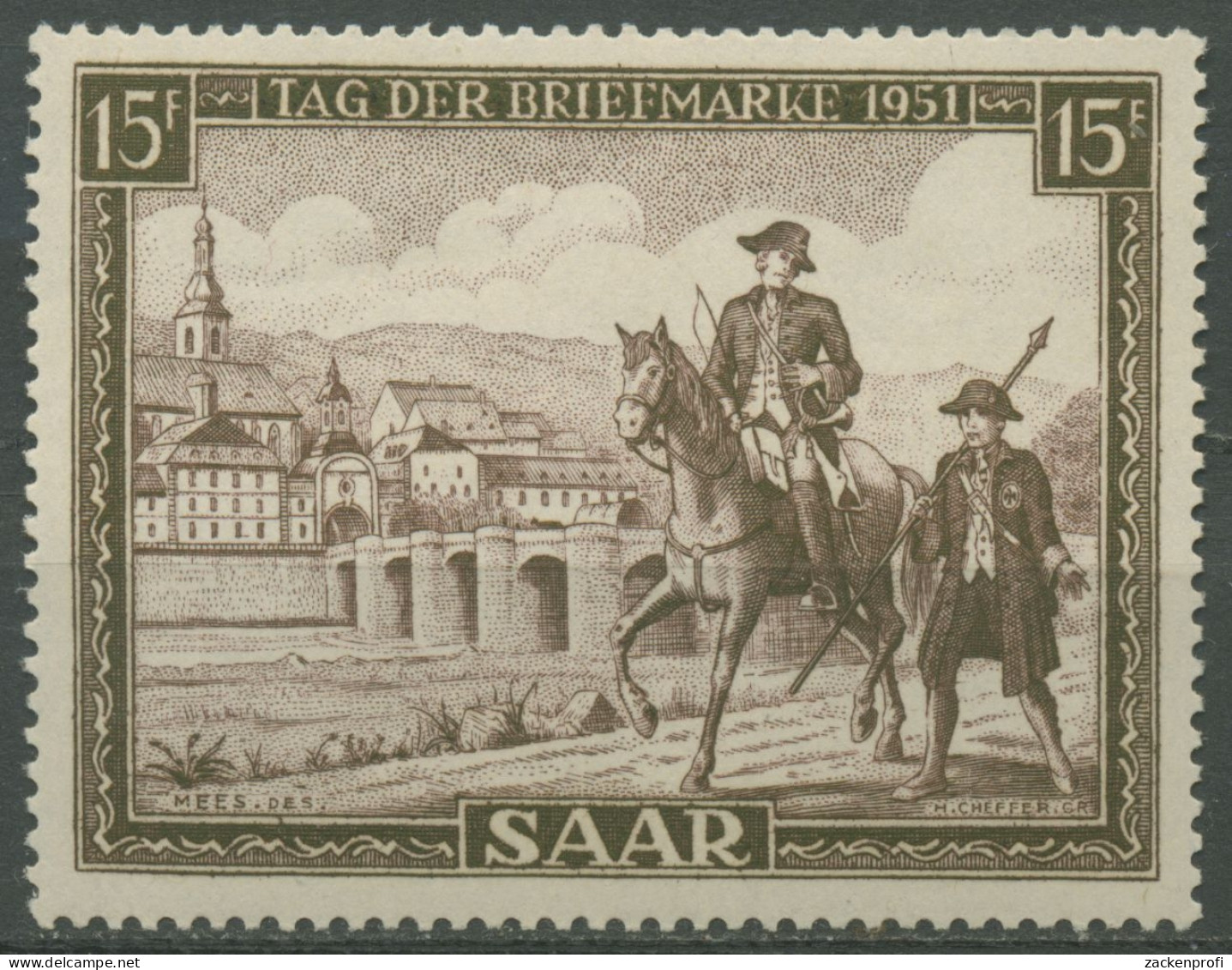 Saarland 1951 Tag Der Briefmarke 305 Postfrisch - Unused Stamps