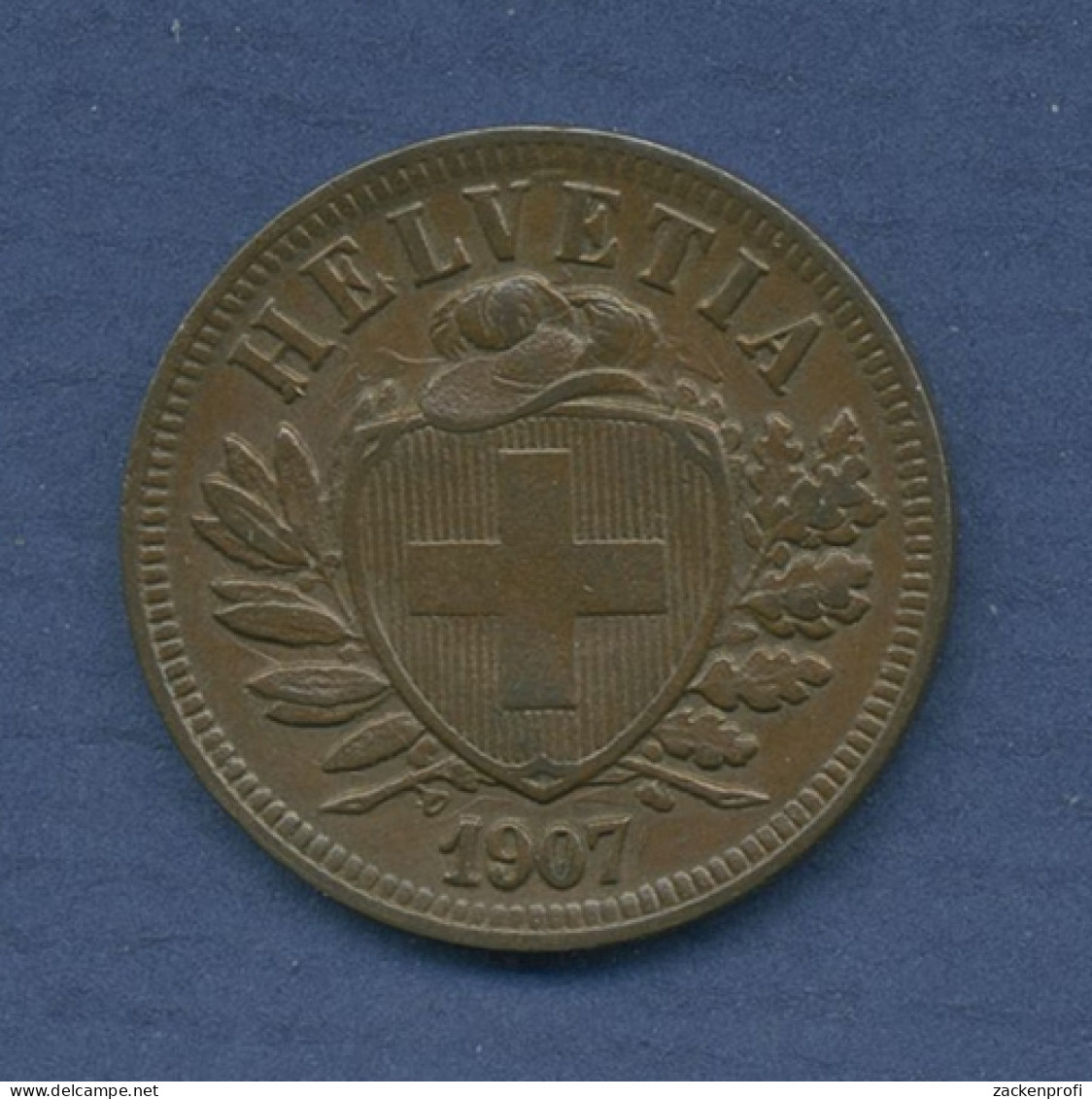 Schweiz 2 Rappen 1907 B, Wappen, KM 4.2 Vz (m2544) - Sonstige & Ohne Zuordnung