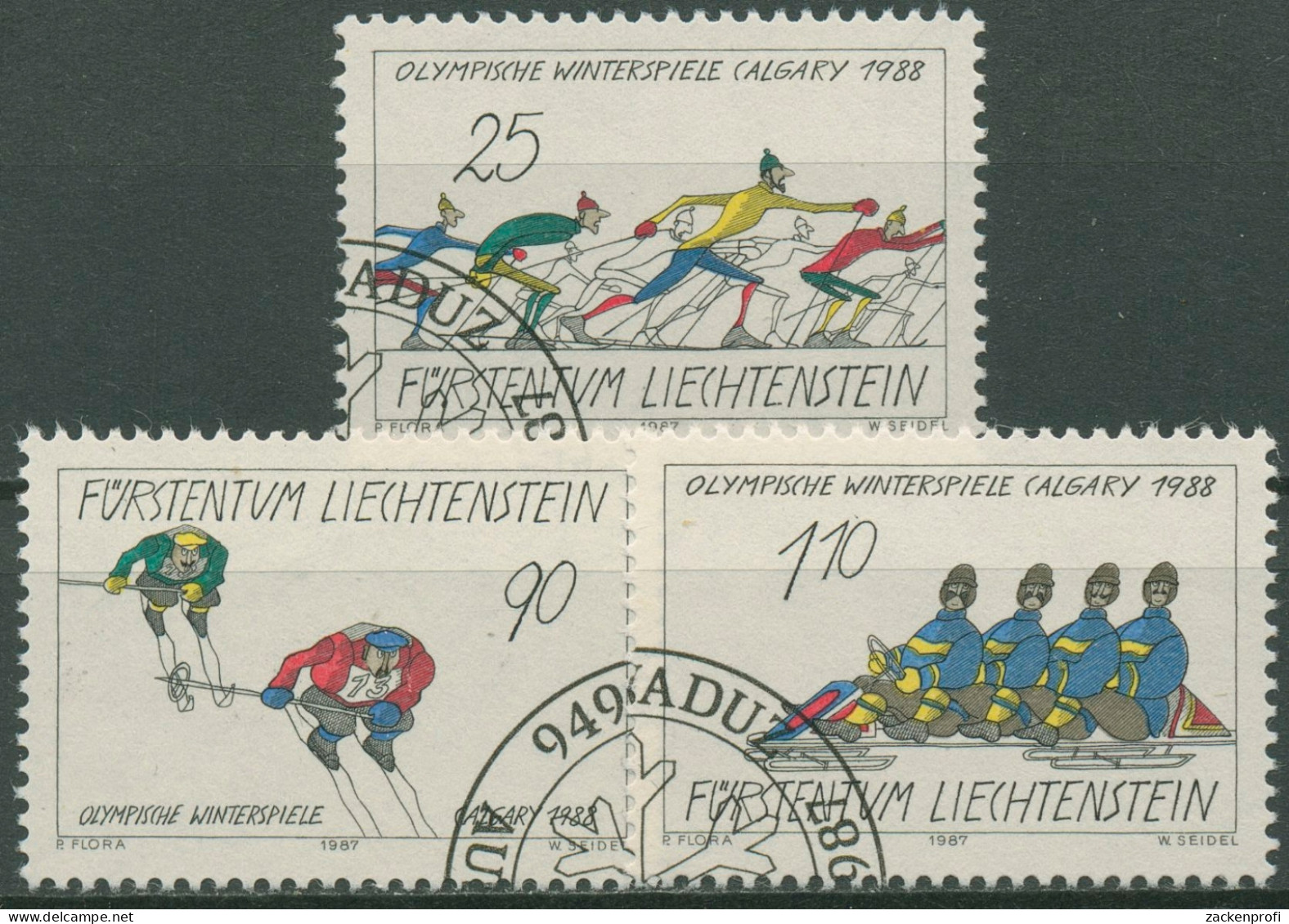 Liechtenstein 1987 Olympia Winterspiele Calgary 934/36 Gestempelt - Gebraucht