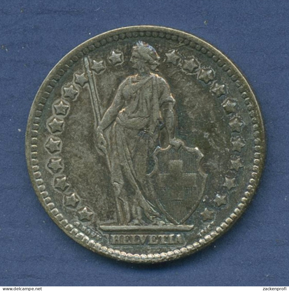 Schweiz 1 Franken 1920 B, Stehende Helvetia, KM 24 Ss-vz Bunte Patina (m2539) - Other & Unclassified