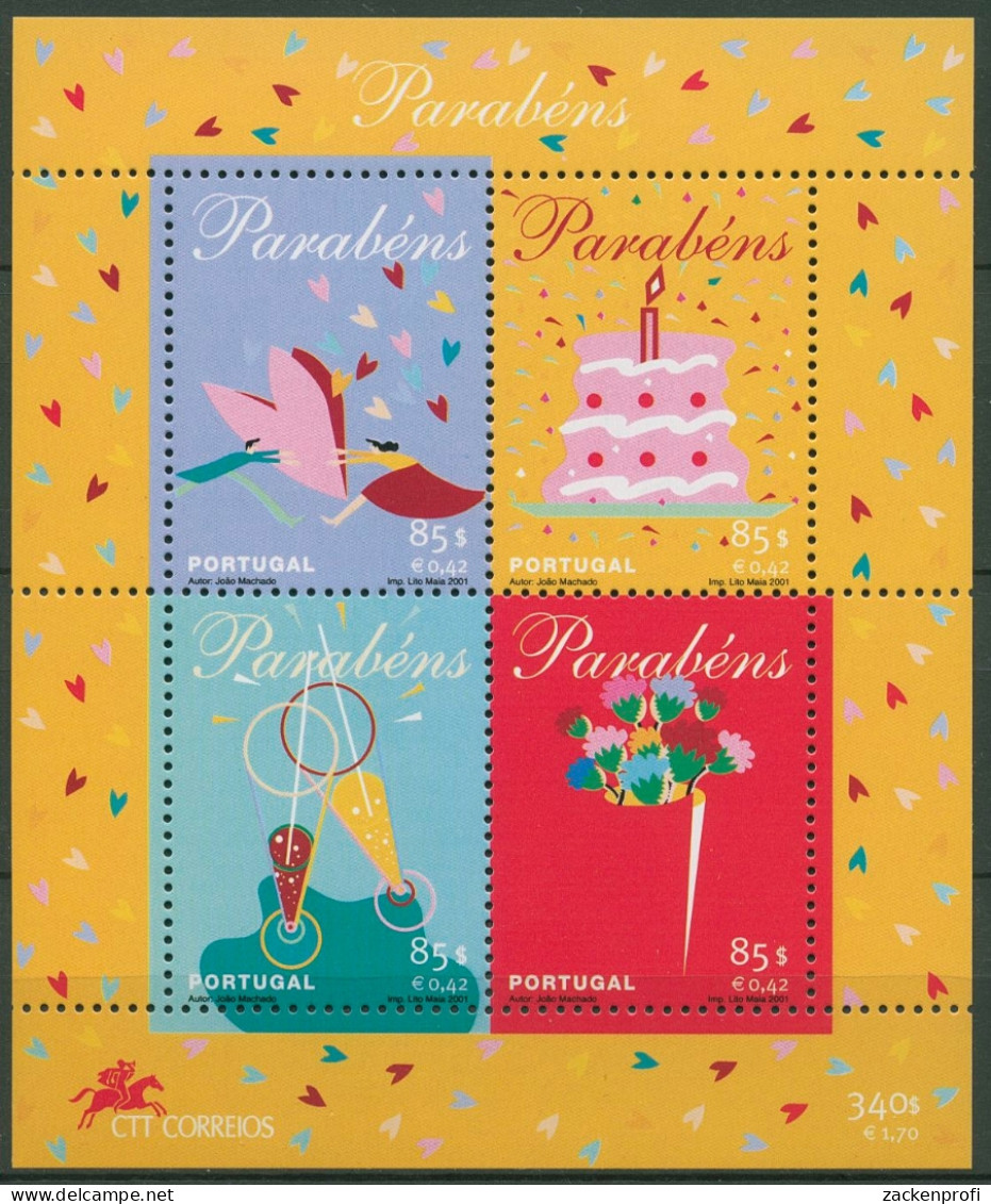 Portugal 2001 Grußmarken Geburtstag Block 169 Postfrisch (C91172) - Blocs-feuillets