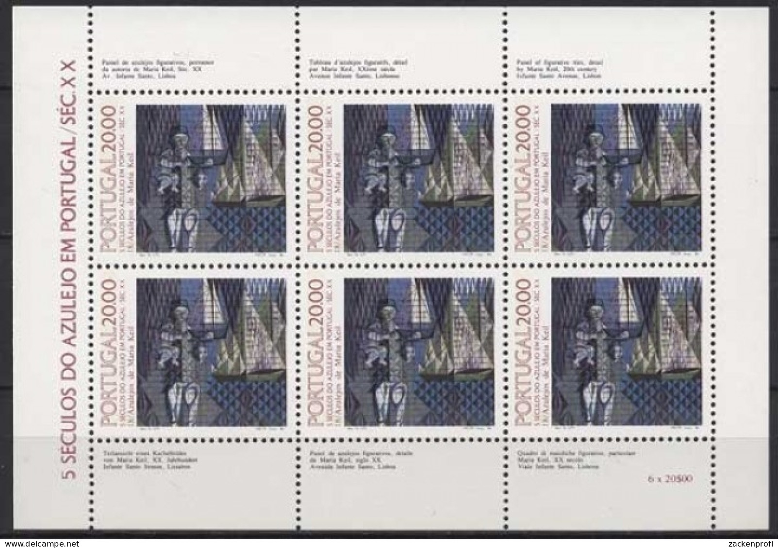 Portugal 1985 500 Jahre Azulejos Kleinbogen 1657 K Postfrisch (C91236) - Blocks & Sheetlets