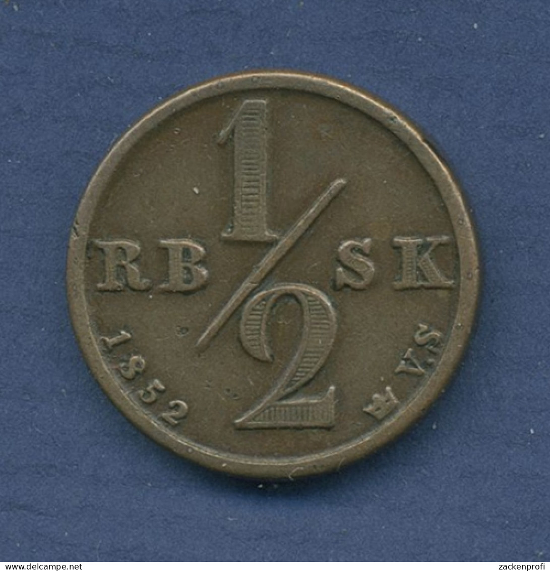 Dänemark 1/2 Rigsbankskilling 1852, Frederik VII. Sehr Schön + (m2533) - Danemark
