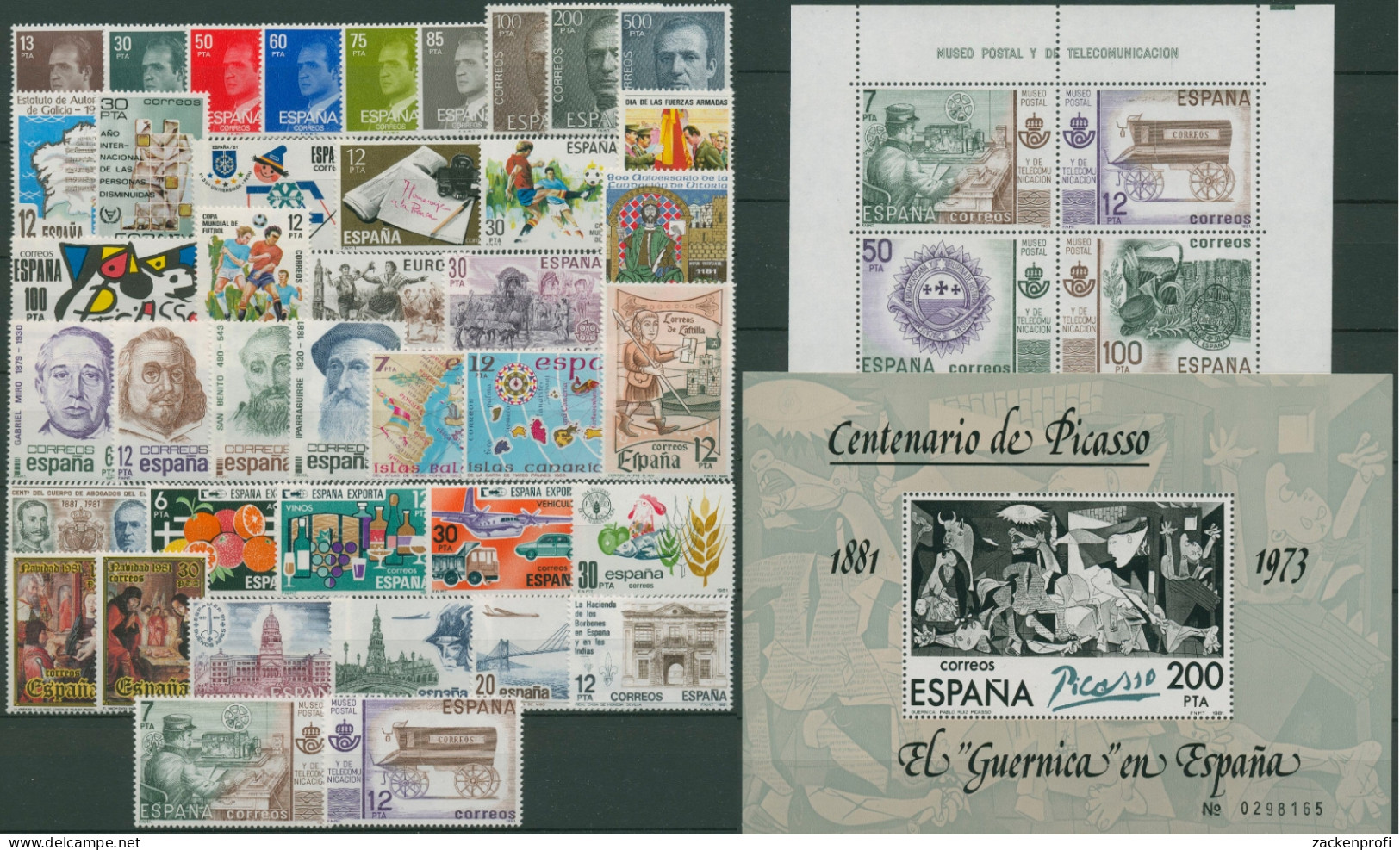 Spanien 1981 Jahrgang Komplett 2489/31, Bl.23/24 Postfrisch (SG97559) - Full Years