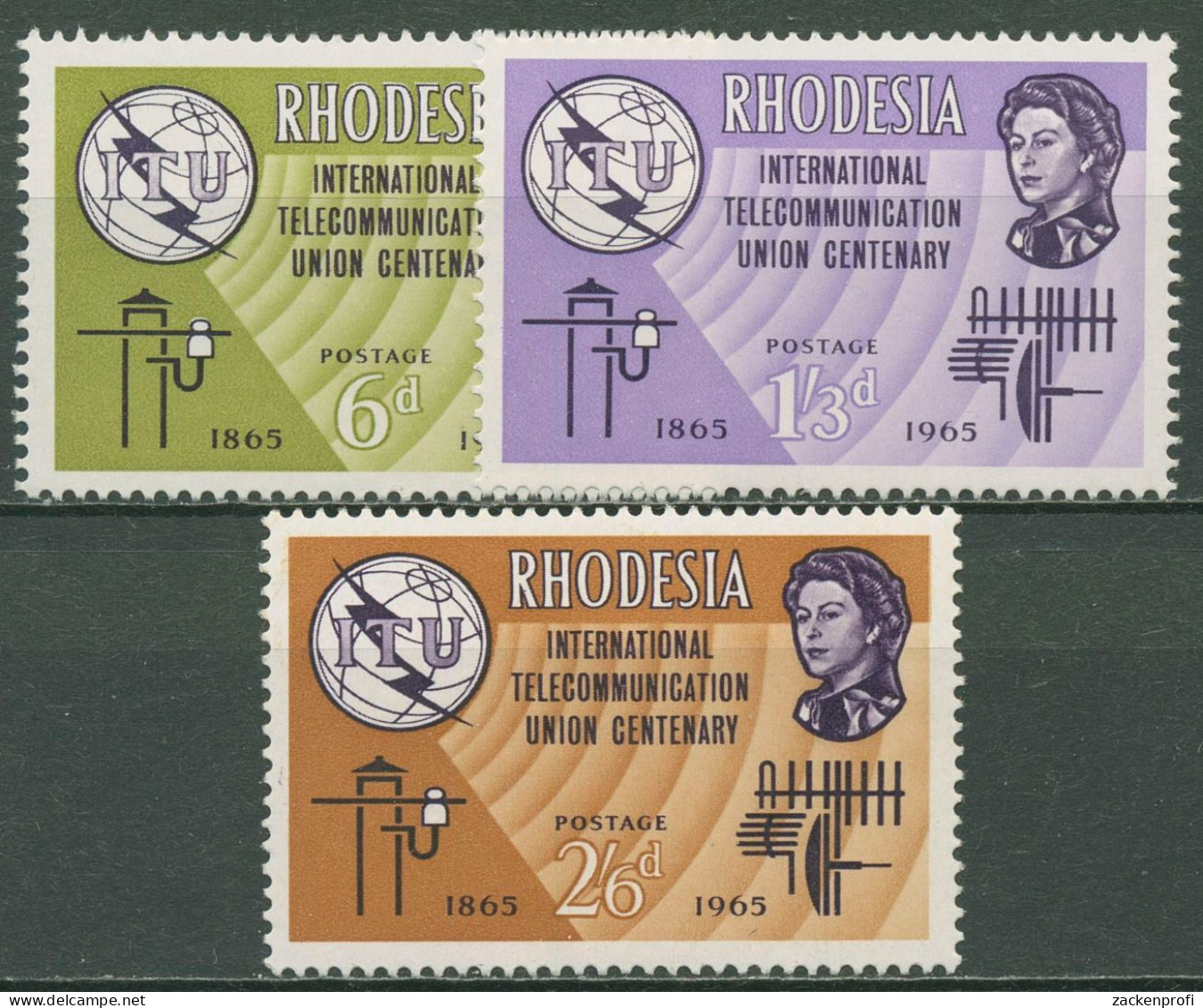 Rhodesien 1965 100 Jahre Internationale Fernmeldeunion 1/3 Postfrisch - Rhodesia (1964-1980)