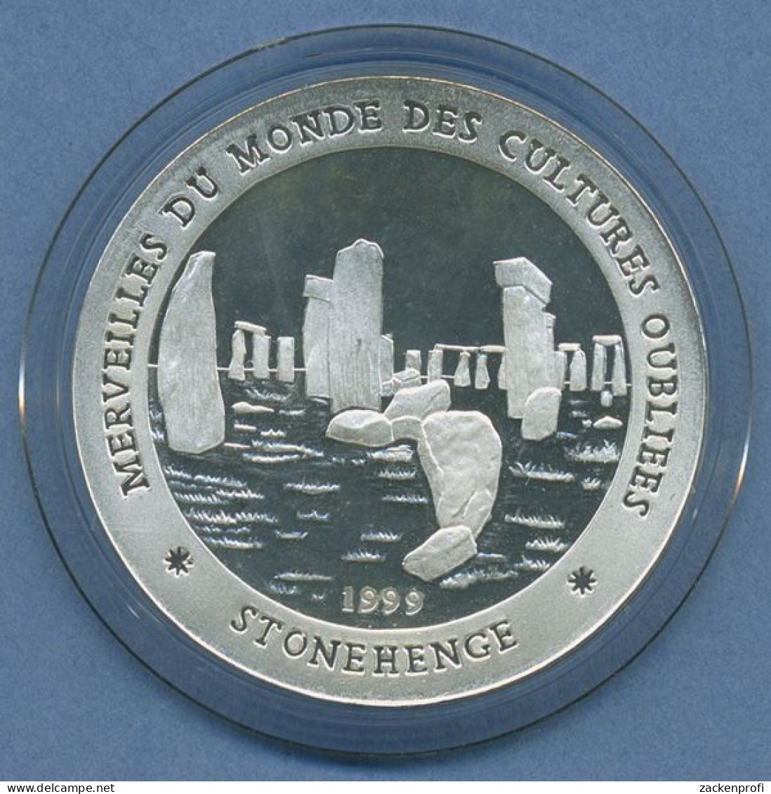 Tschad 1000 Francs 1999 Stonehenge, Silber, PP In Kapsel (m4705) - Ciad