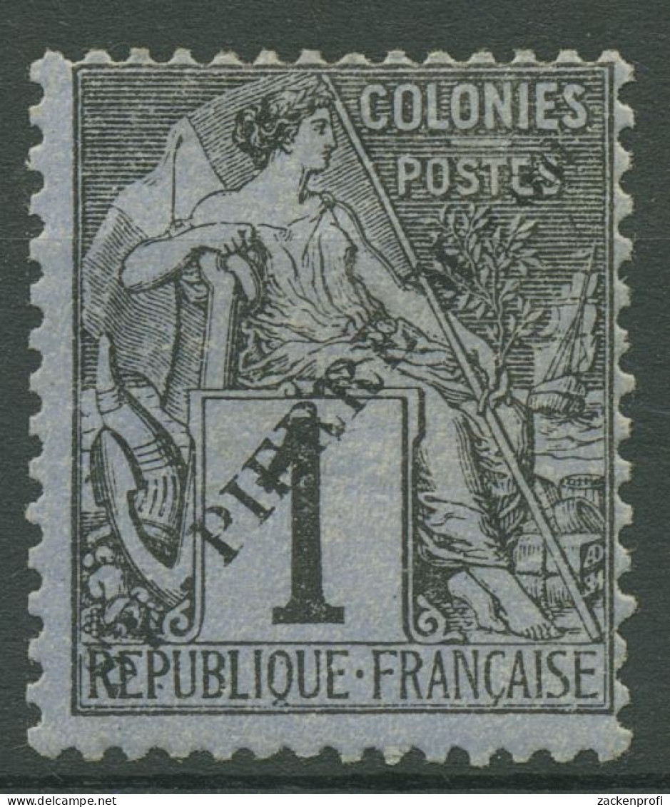 Saint-Pierre Et Miquelon 1891 1 C. Aufdruck Schwarz, 17 A Mit Falz - Unused Stamps