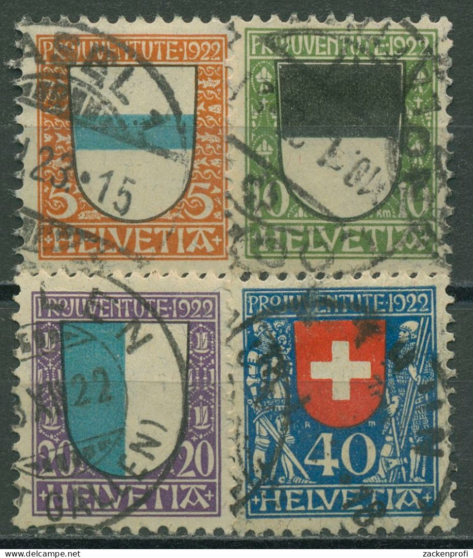 Schweiz 1922 Pro Juventute Wappen (V) 175/78 Gestempelt - Gebraucht