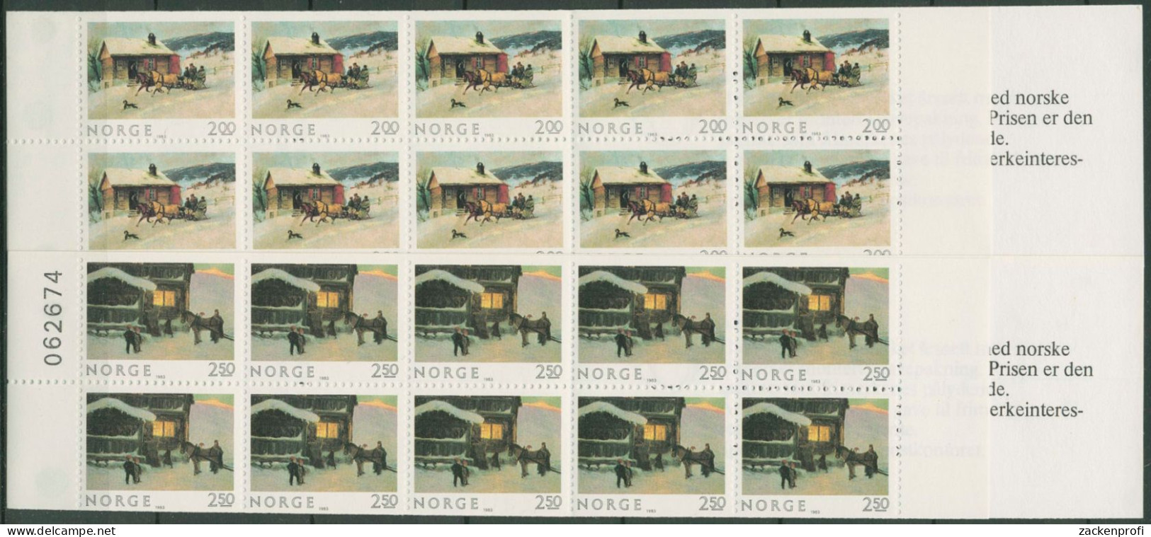 Norwegen 1983 Weihnachten Gemälde Markenheftchen 894/95 MH Postfrisch (C60807) - Postzegelboekjes