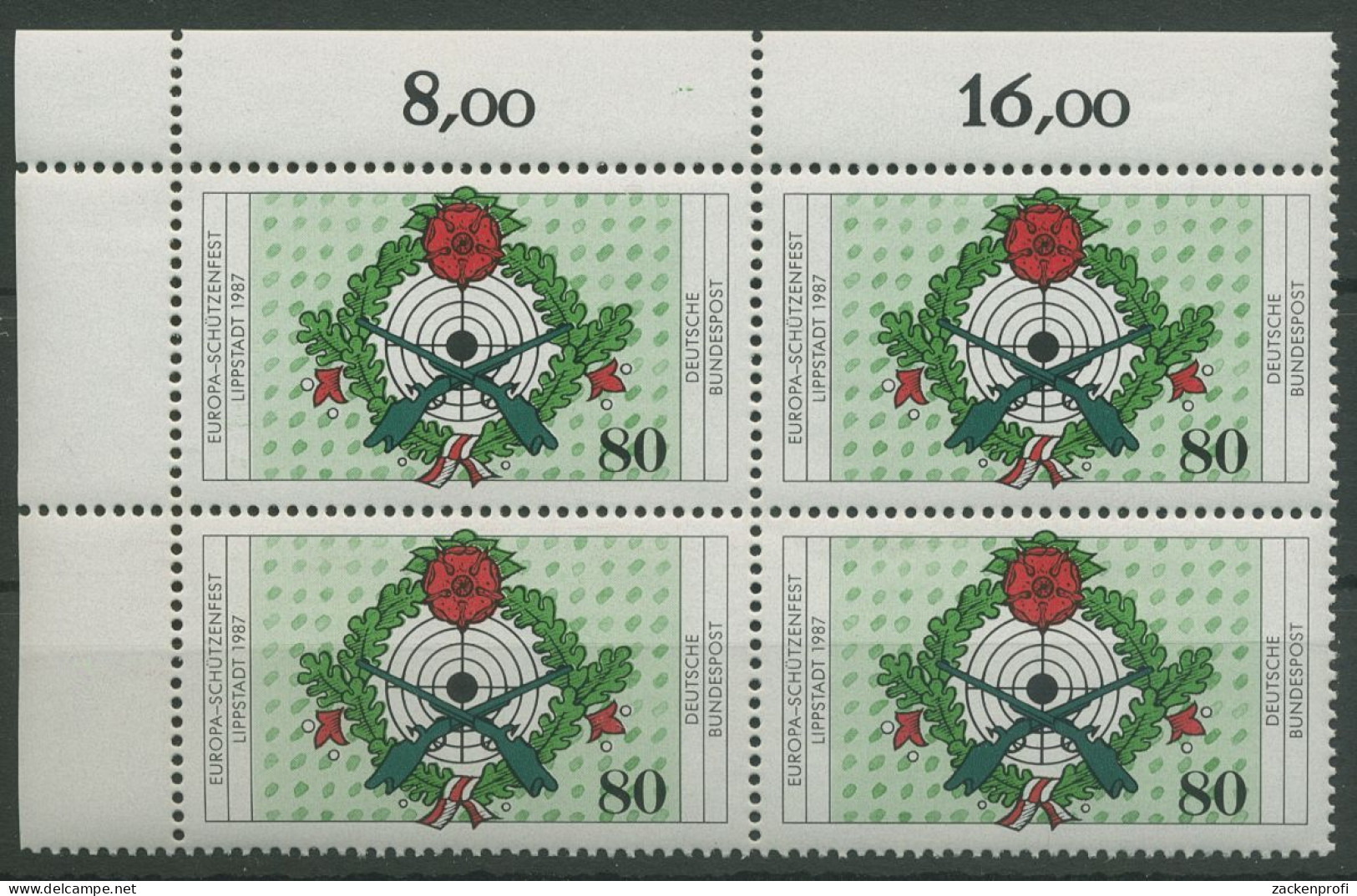 Bund 1987 Europa-Schützenfest 1330 4er-Block Ecke 1 Postfrisch (R80197) - Unused Stamps