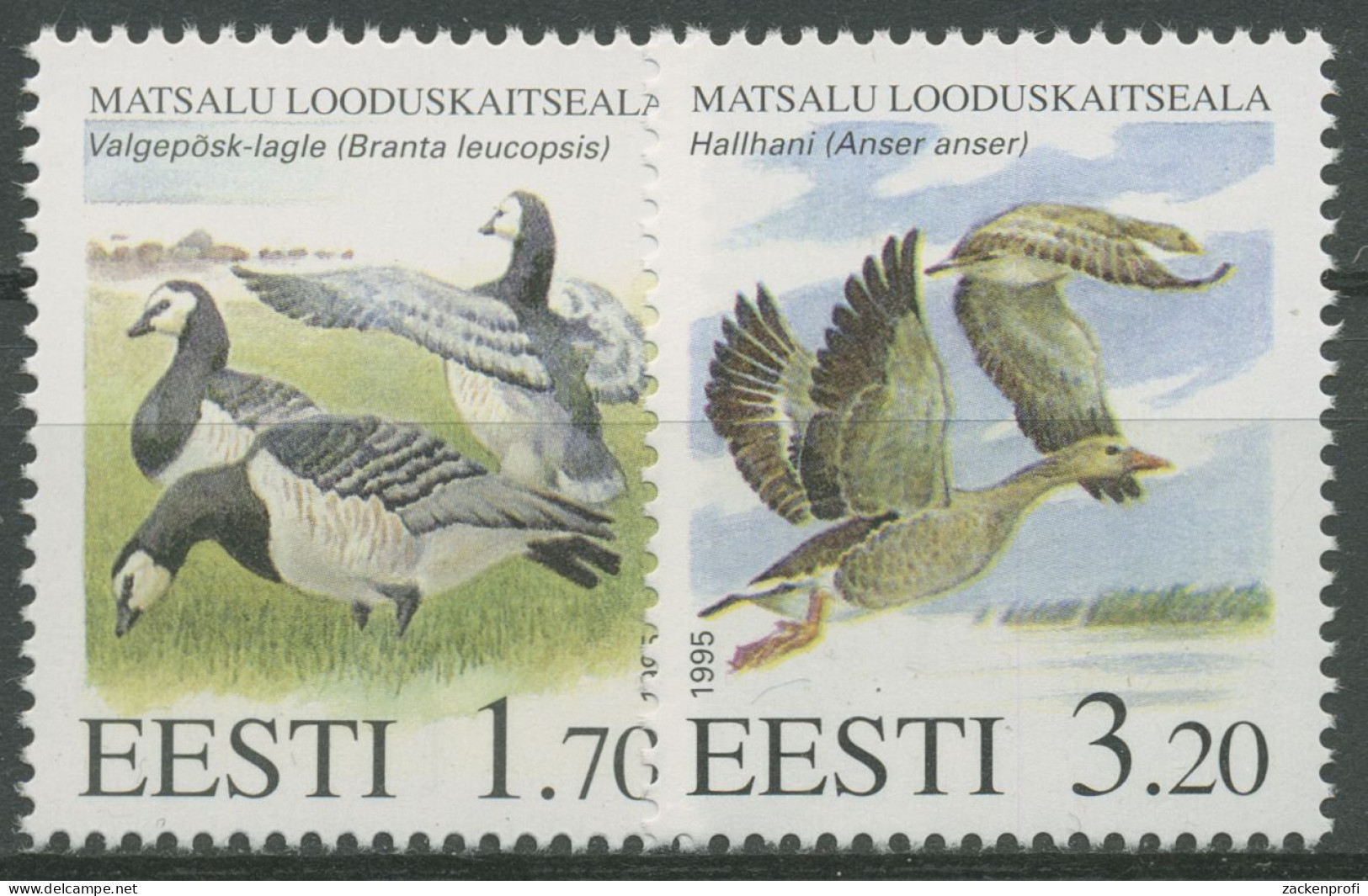 Estland 1994 Naturschutzgebiet Matzal Gänse 245/46 Postfrisch - Estonia