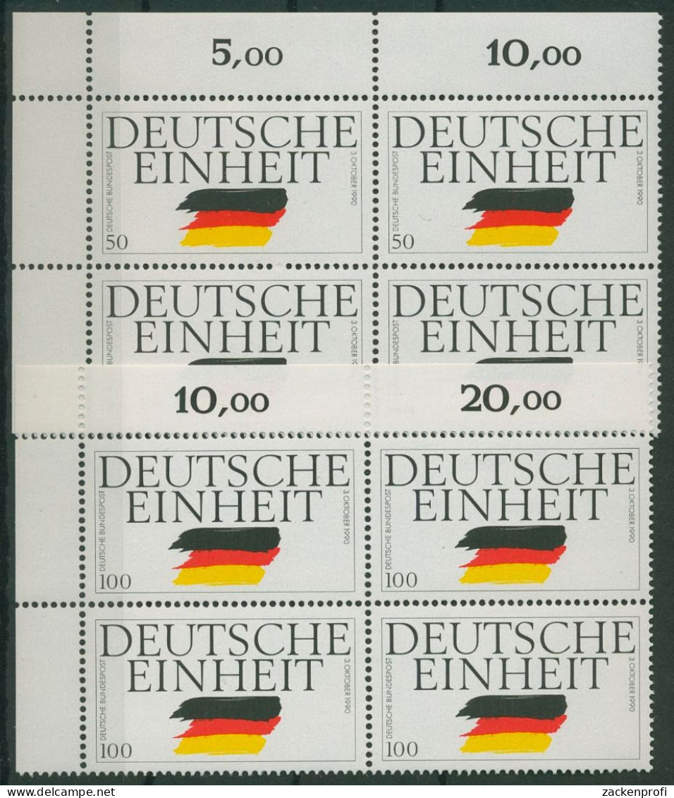 Bund 1990 Deutsche Einheit 1477/78 4er-Block Ecke 1 Postfrisch (R80225) - Neufs