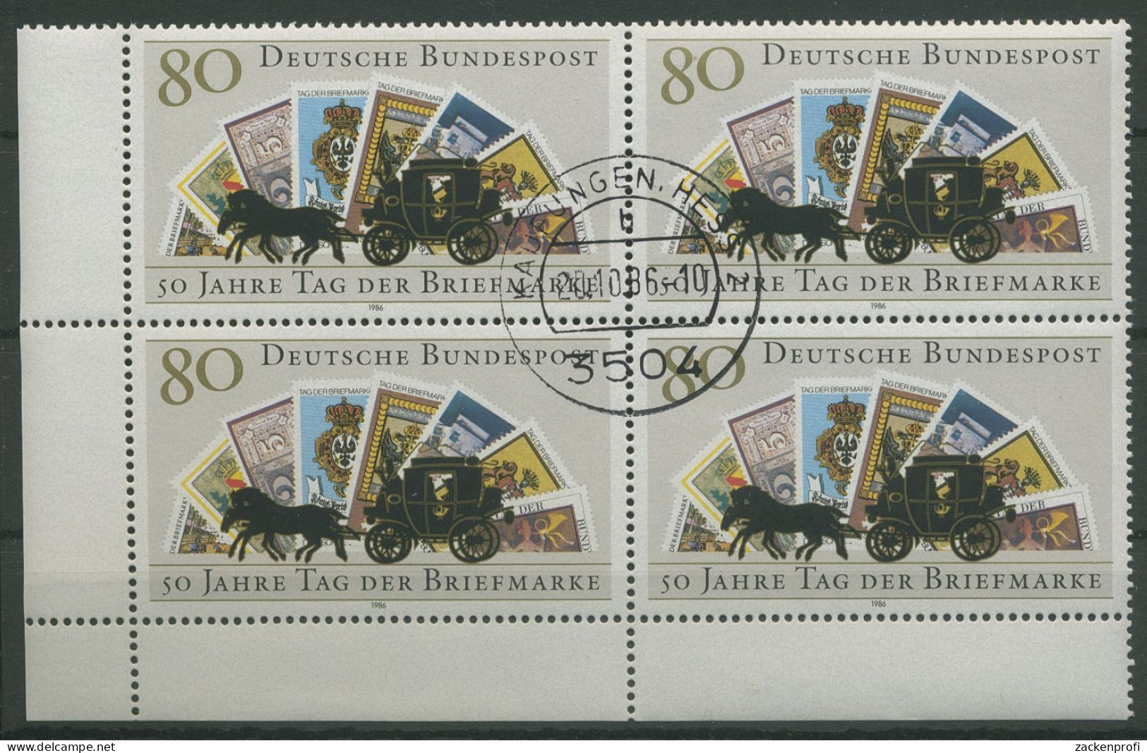 Bund 1986 Tag Der Briefmarke 1300 4er-Block Ecke 3 Gestempelt (R80155) - Gebruikt