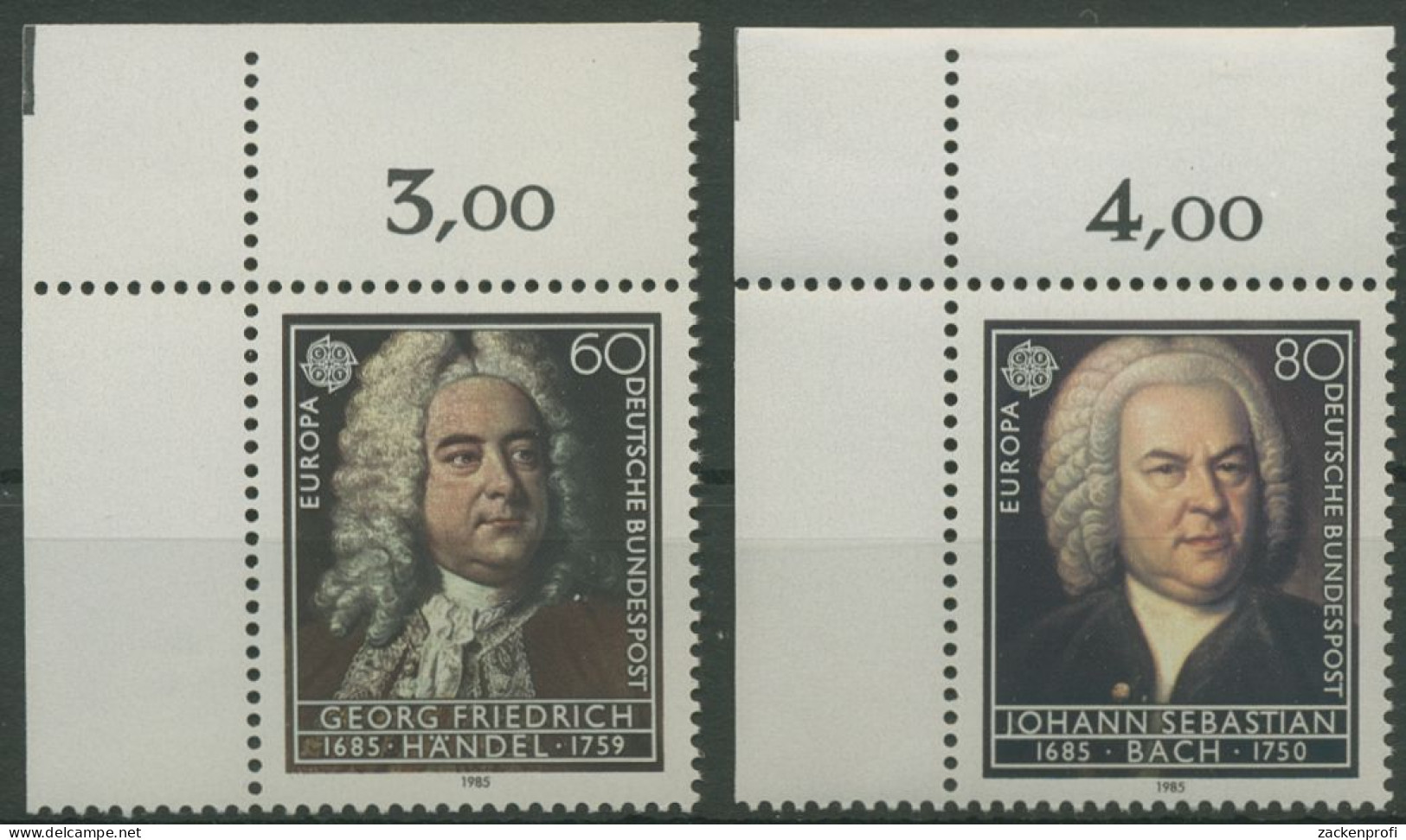 Bund 1985 Europa CEPT Jahr D.Musik Händel Bach 1248/49 Ecke 1 Postfrisch (E1356) - Ongebruikt