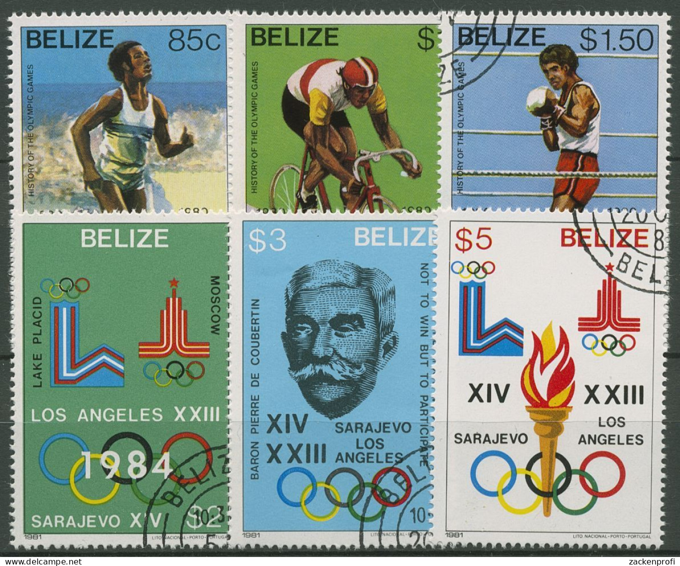 Belize 1981 Geschichte Der Olympischen Spiele 563/68 Gestempelt - Belize (1973-...)