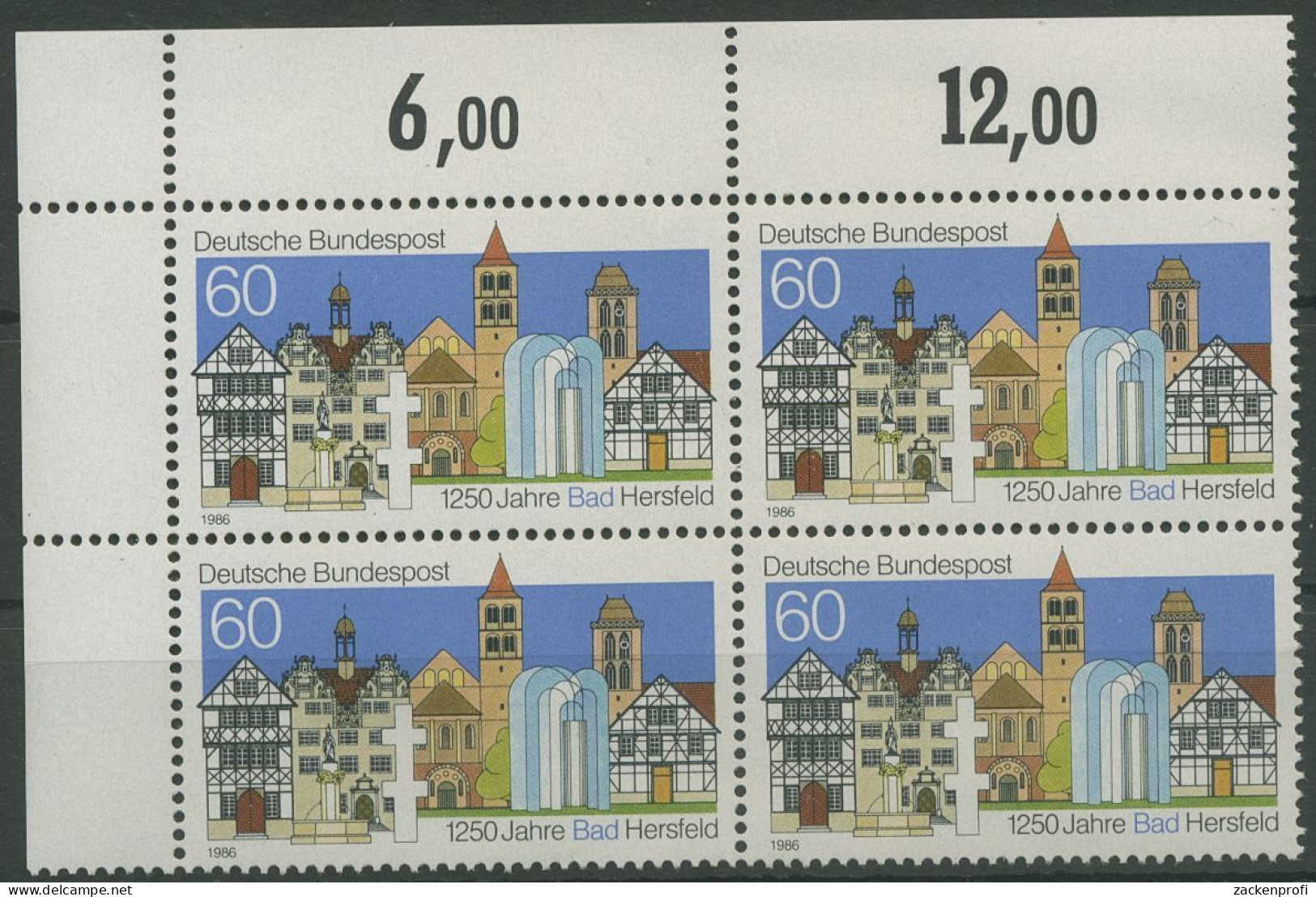 Bund 1986 Bad Hersfeld 271 4er-Block Ecke 1 Postfrisch (R80119) - Unused Stamps