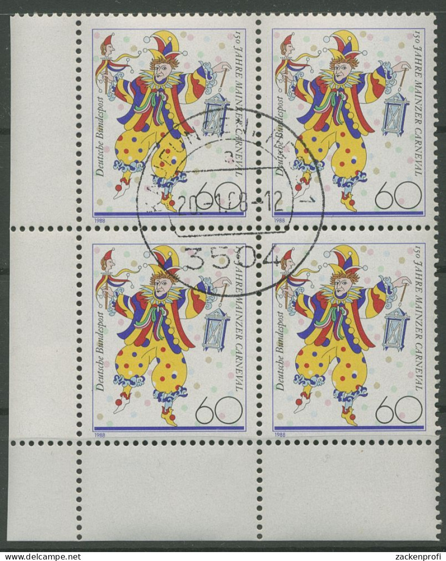 Bund 1988 Mainzer Karneval 1349 4er-Block Ecke 3 Gestempelt (R80208) - Gebraucht