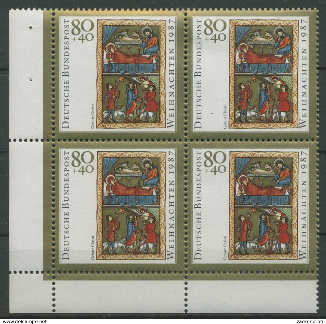 Bund 1987 Weihnachten Miniatur 1346 4er-Block Ecke 3 Postfrisch (R80207) - Unused Stamps
