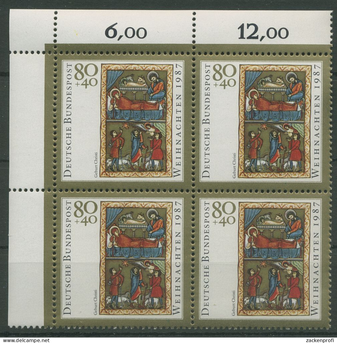 Bund 1987 Weihnachten Miniatur 1346 4er-Block Ecke 1 Postfrisch (R80206) - Ungebraucht