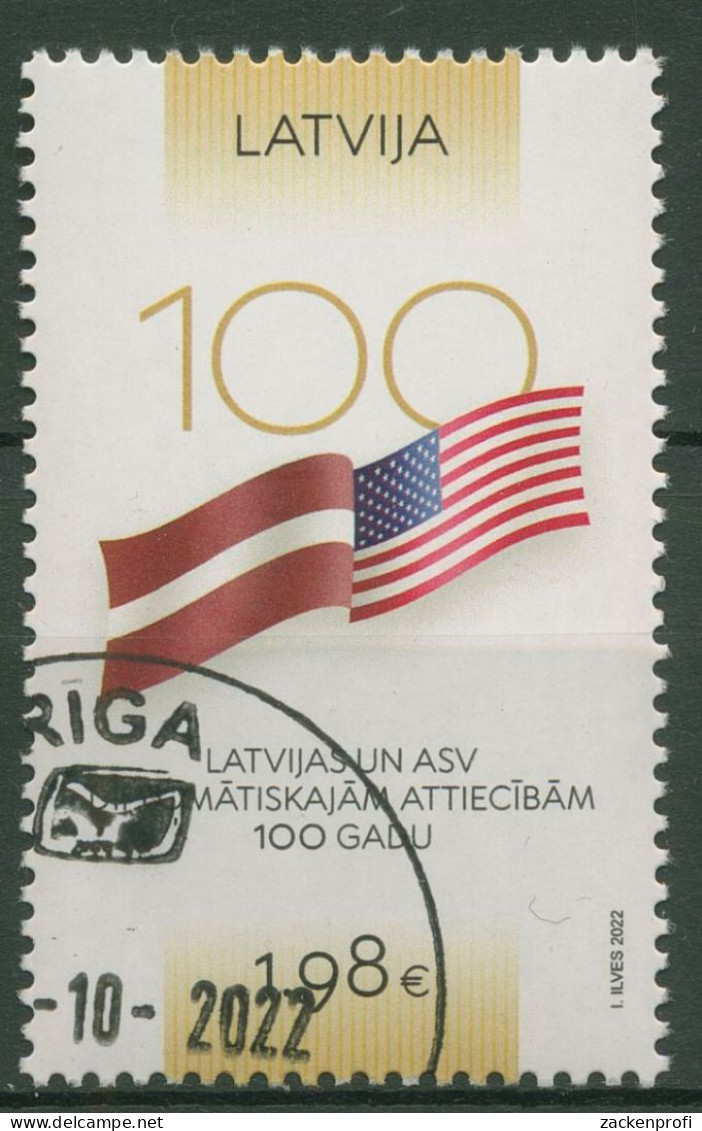 Lettland 2022 Diplomatische Beziehungen Mit Amerika 1167 Gestempelt - Lettonie