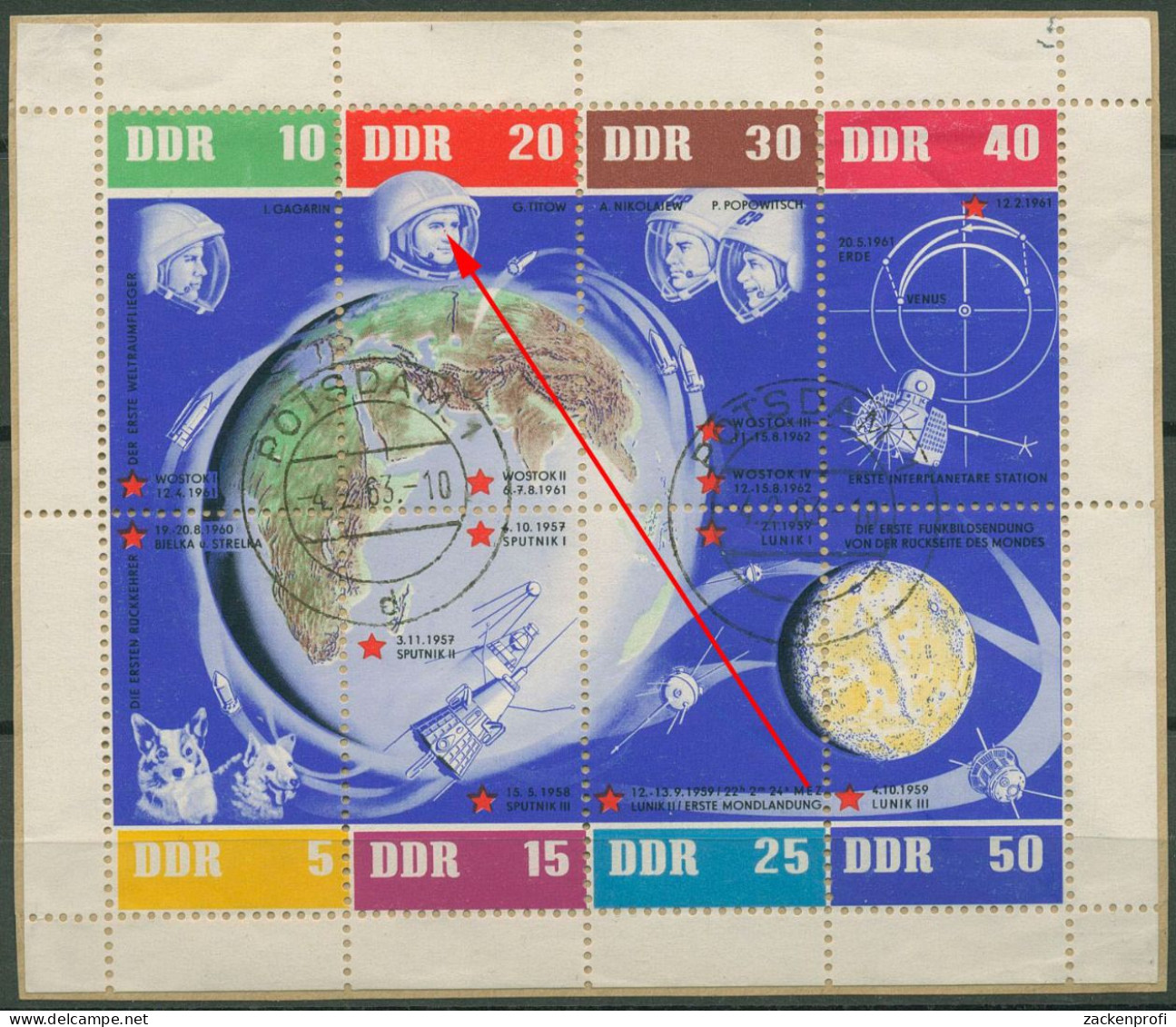 DDR 1962 Weltraumflüge Mit Plattenfehler 926/33 K (15 A?) Gestempelt (C80557) - Errors & Oddities