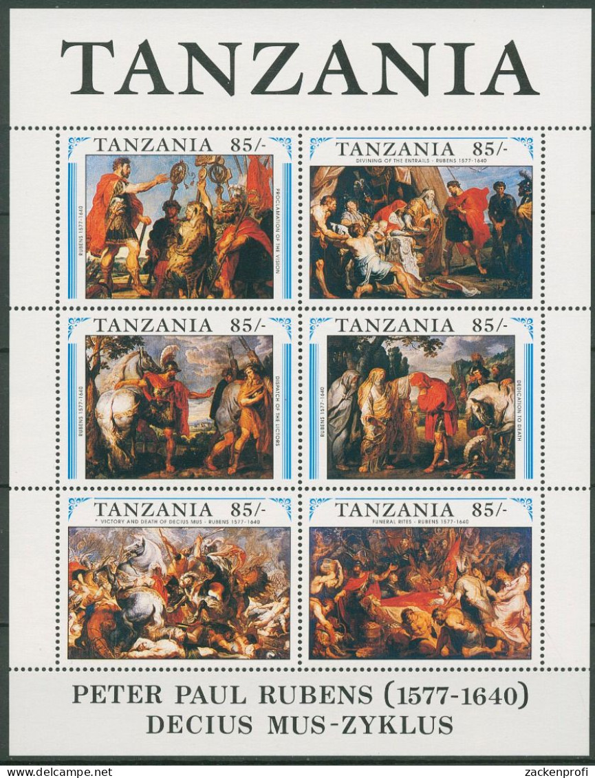 Tansania 1991 Gemälde Von Peter Paul Rubens 847/52 K Postfrisch (C40673) - Tansania (1964-...)