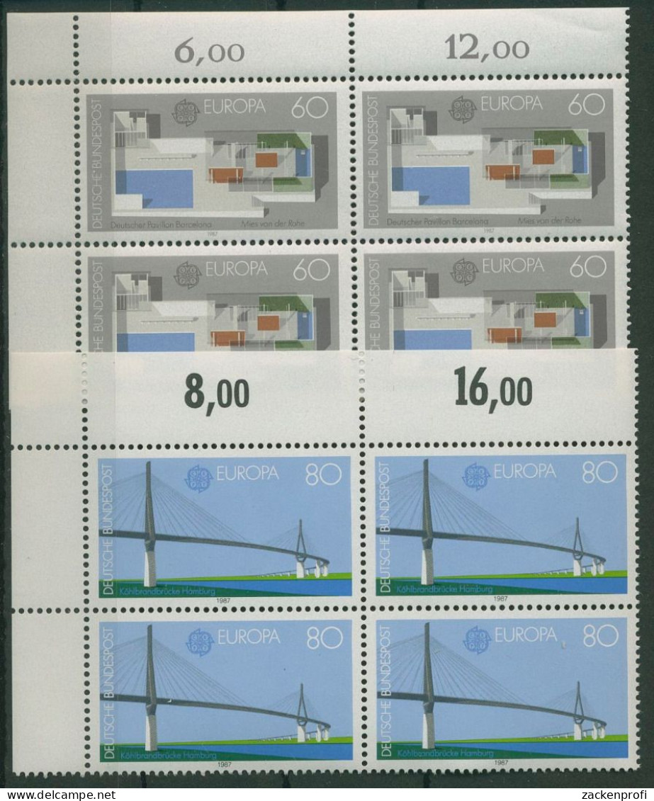 Bund 1987 Europa CEPT 1321/22 4er-Block Ecke 1 Postfrisch (R80189) - Neufs