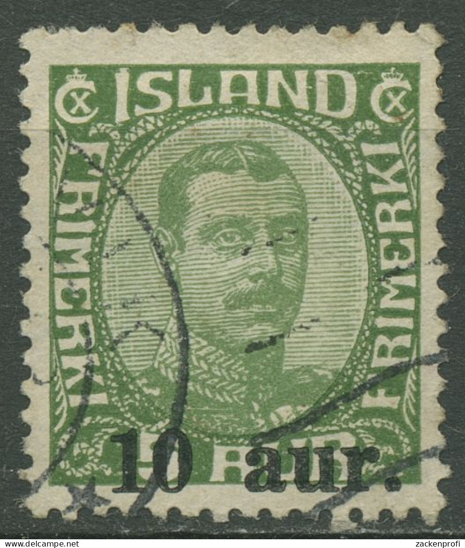Island 1922 König Christian X. Neuer Wertaufdruck 110 Gestempelt - Oblitérés