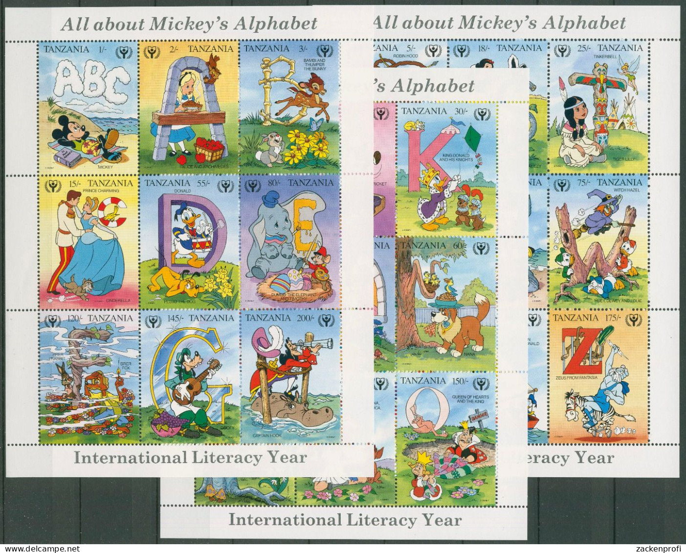 Tansania 1991 Alphabetisierung Disney-Figuren 775/801 K Postfrisch (C40674) - Tanzanie (1964-...)
