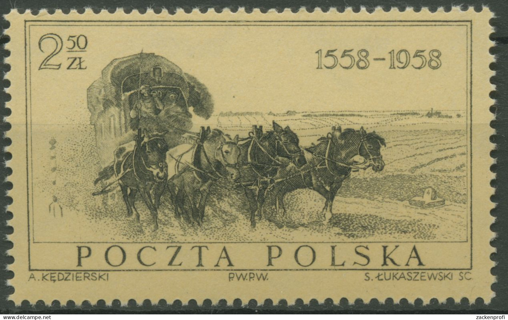 Polen 1958 Ausstellung 400 Jahre Post Postkutsche 1072 Postfrisch - Unused Stamps