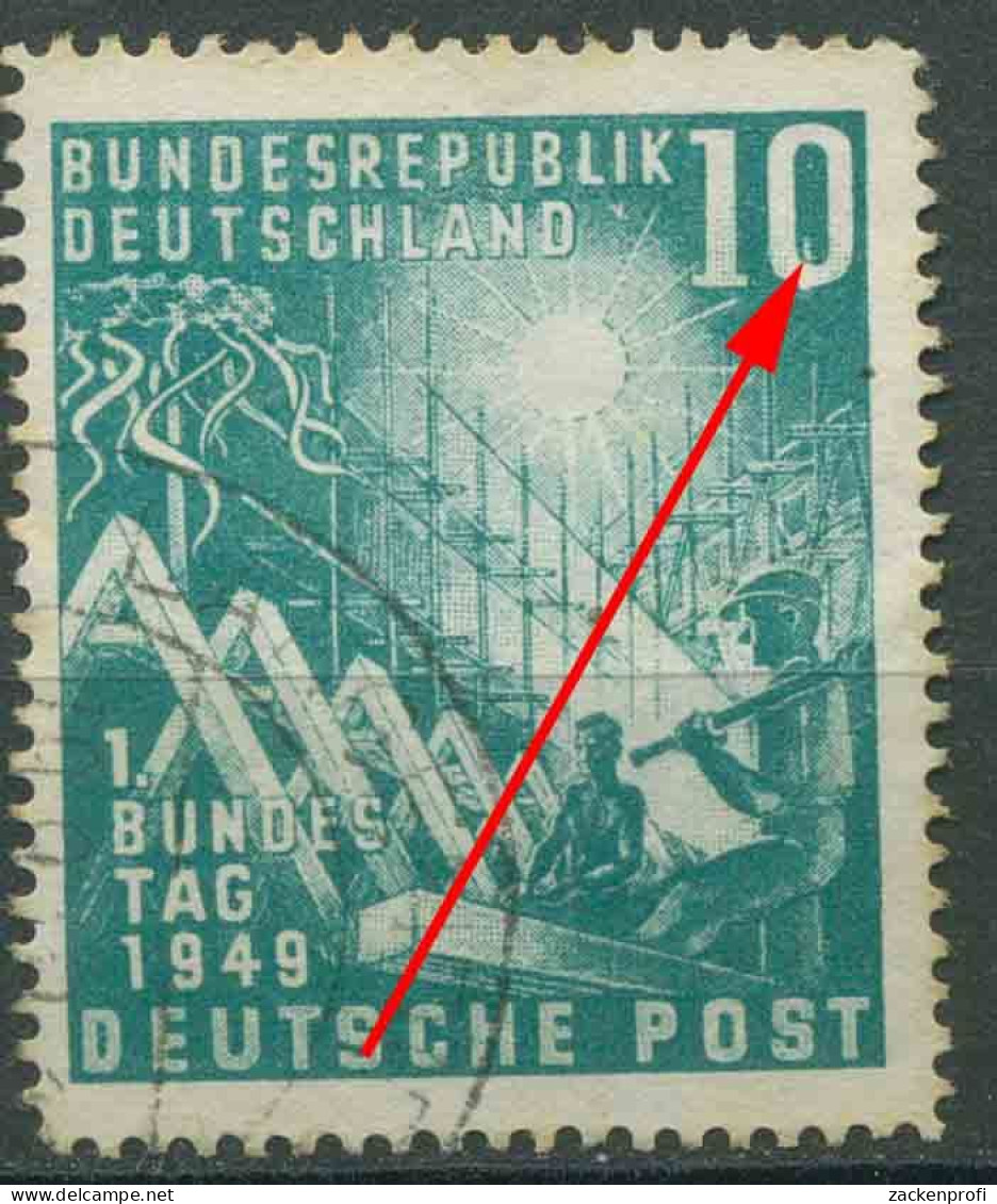 Bund 1949 1. Bundestag Mit Plattenfehler 111 III Gestempelt, Etwas Fleckig - Variétés Et Curiosités