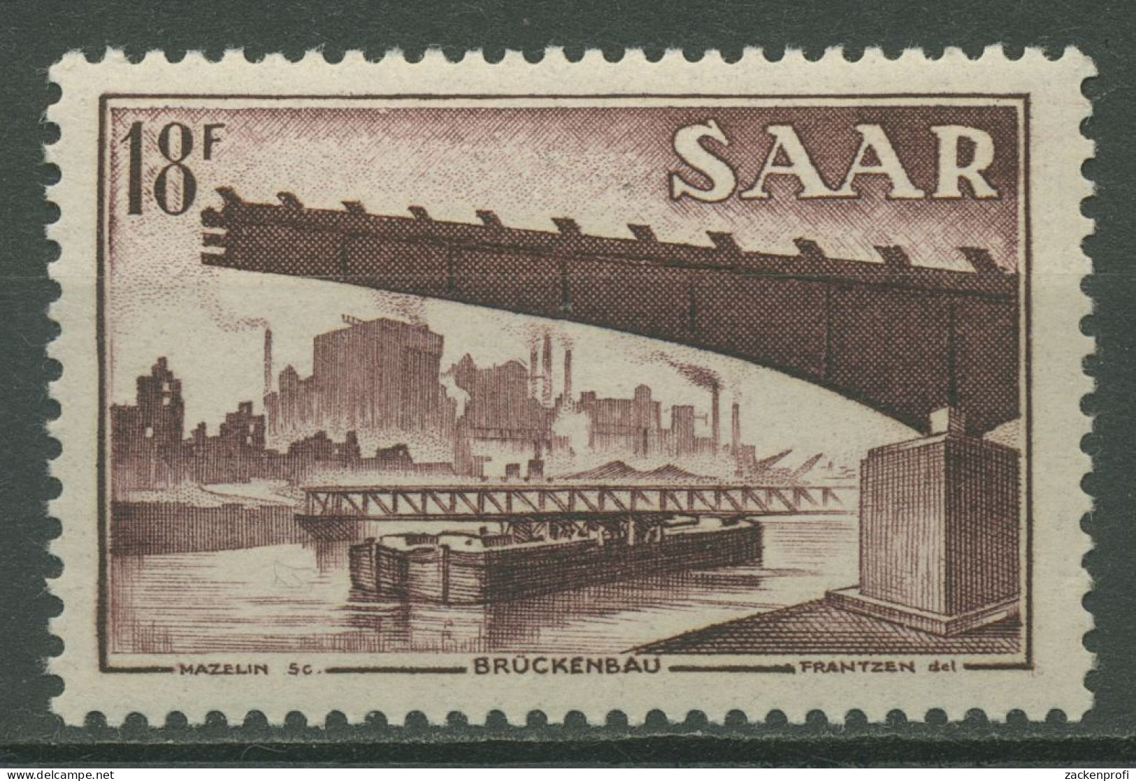 Saarland 1952 Wiederaufbau Brücke In Gersweiler 330 Postfrisch - Neufs