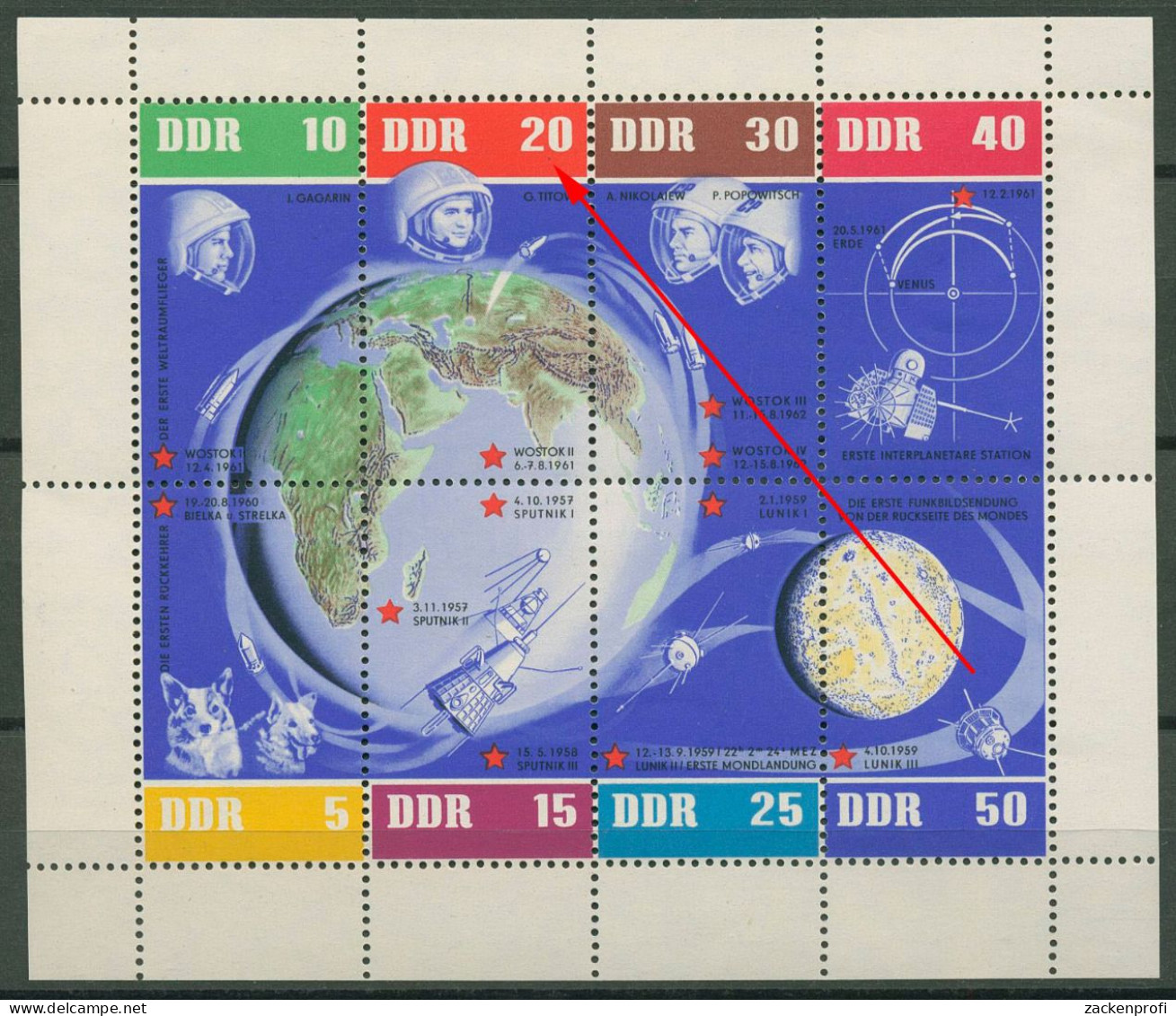 DDR 1962 Weltraumflüge Mit Plattenfehler 926/33 K (15 AIV) Postfrisch (C80553) - Errors & Oddities